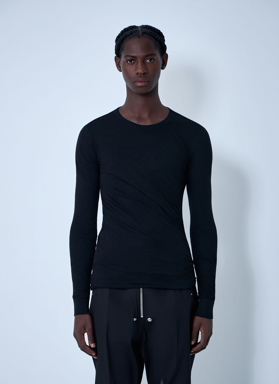 Rick Owens Cotton Long Sleeve T-shirt In Blue