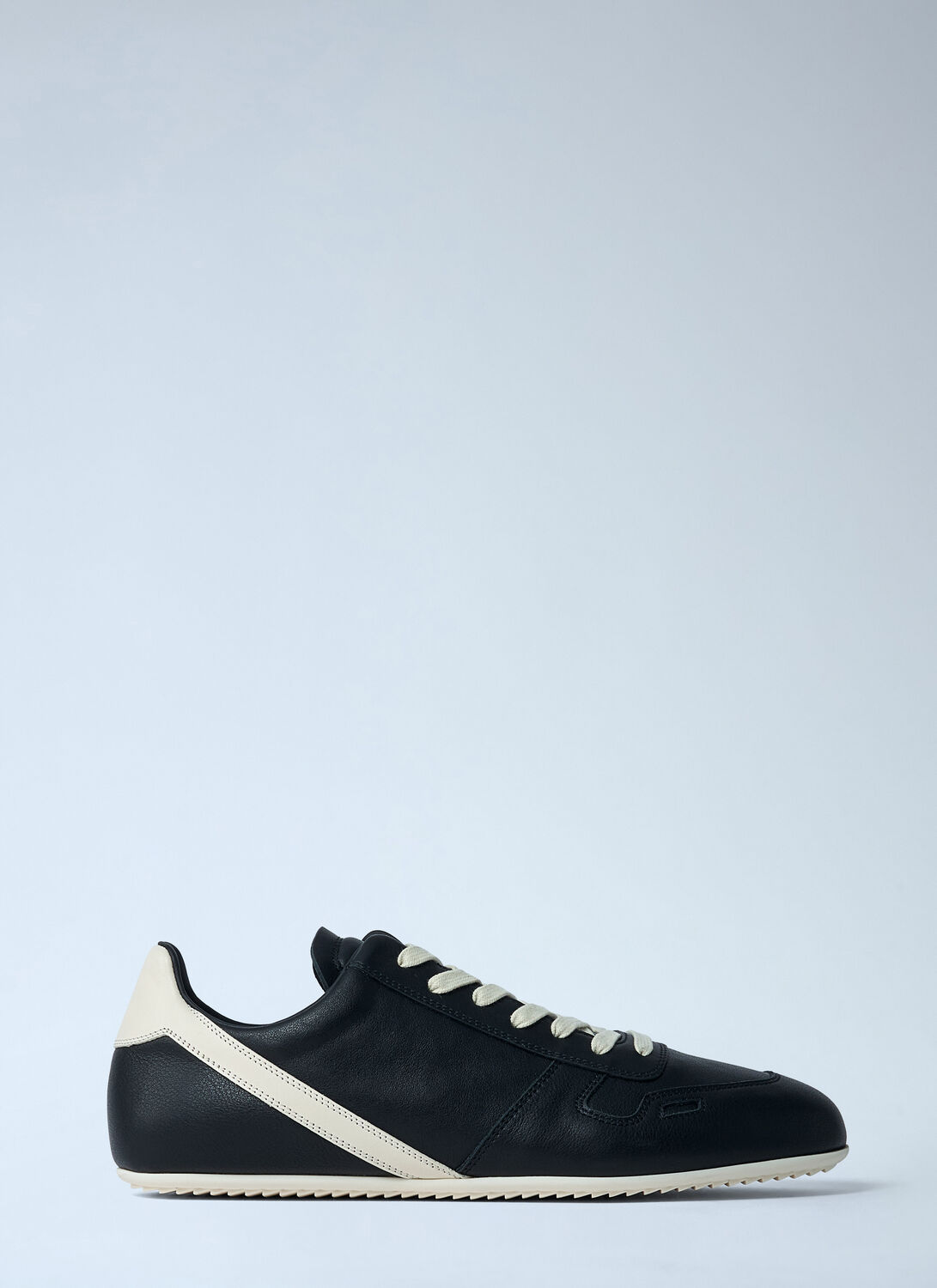 Rick Owens Black Low-top Sneakers With Contrasting Details In Leather Man In Black