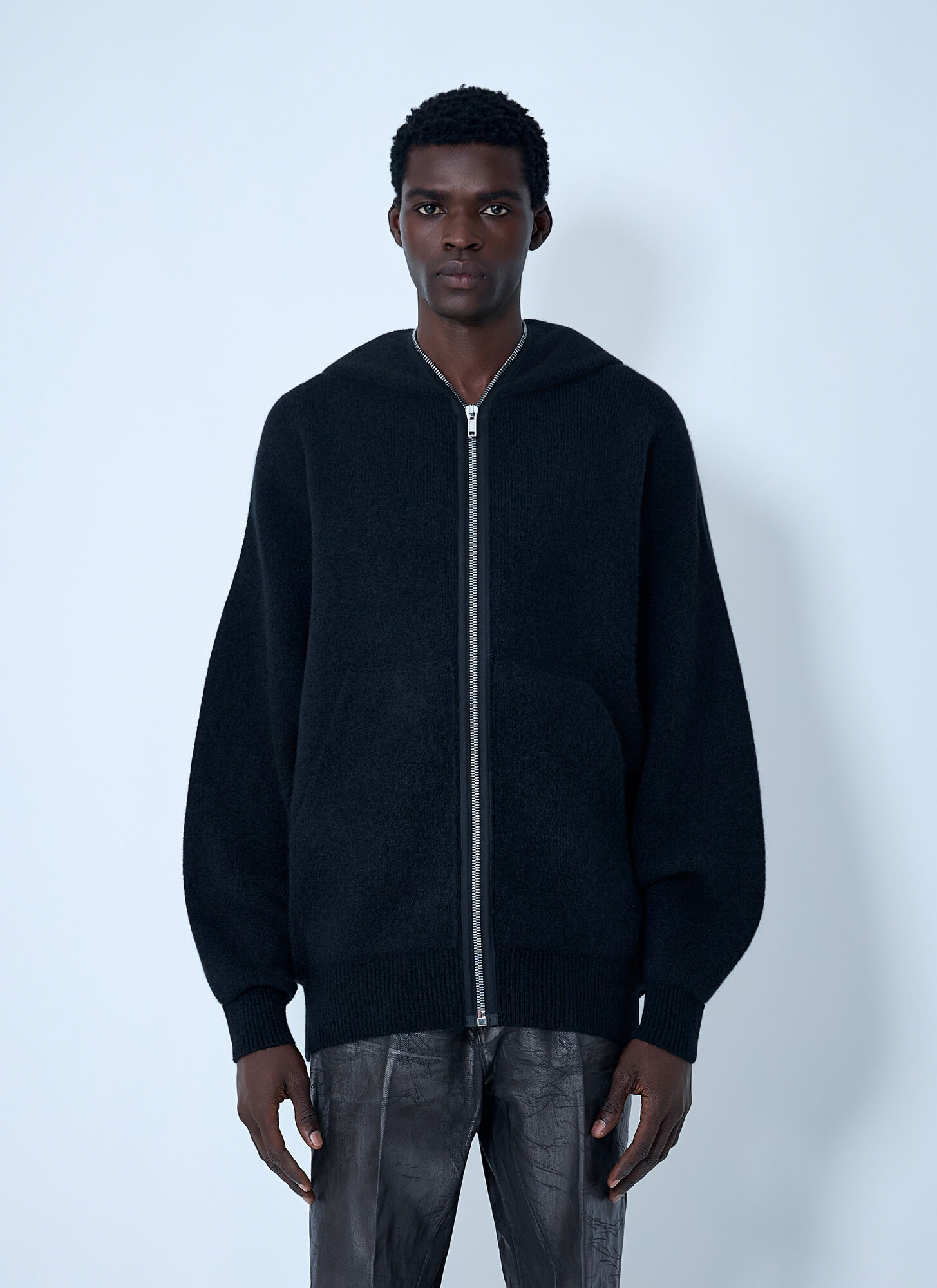 Rick Owens Gimp Hooded Zip-up Sweatshirt In Blue