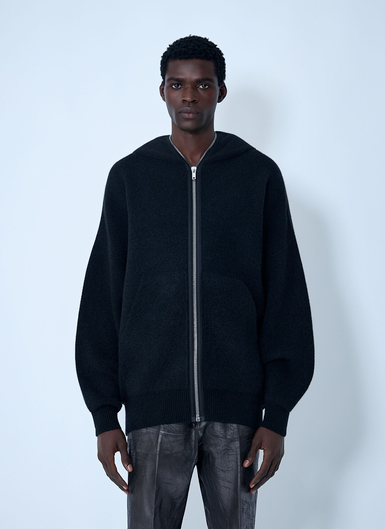Rick Owens Gimp Hooded Zip-up Sweatshirt In Blue