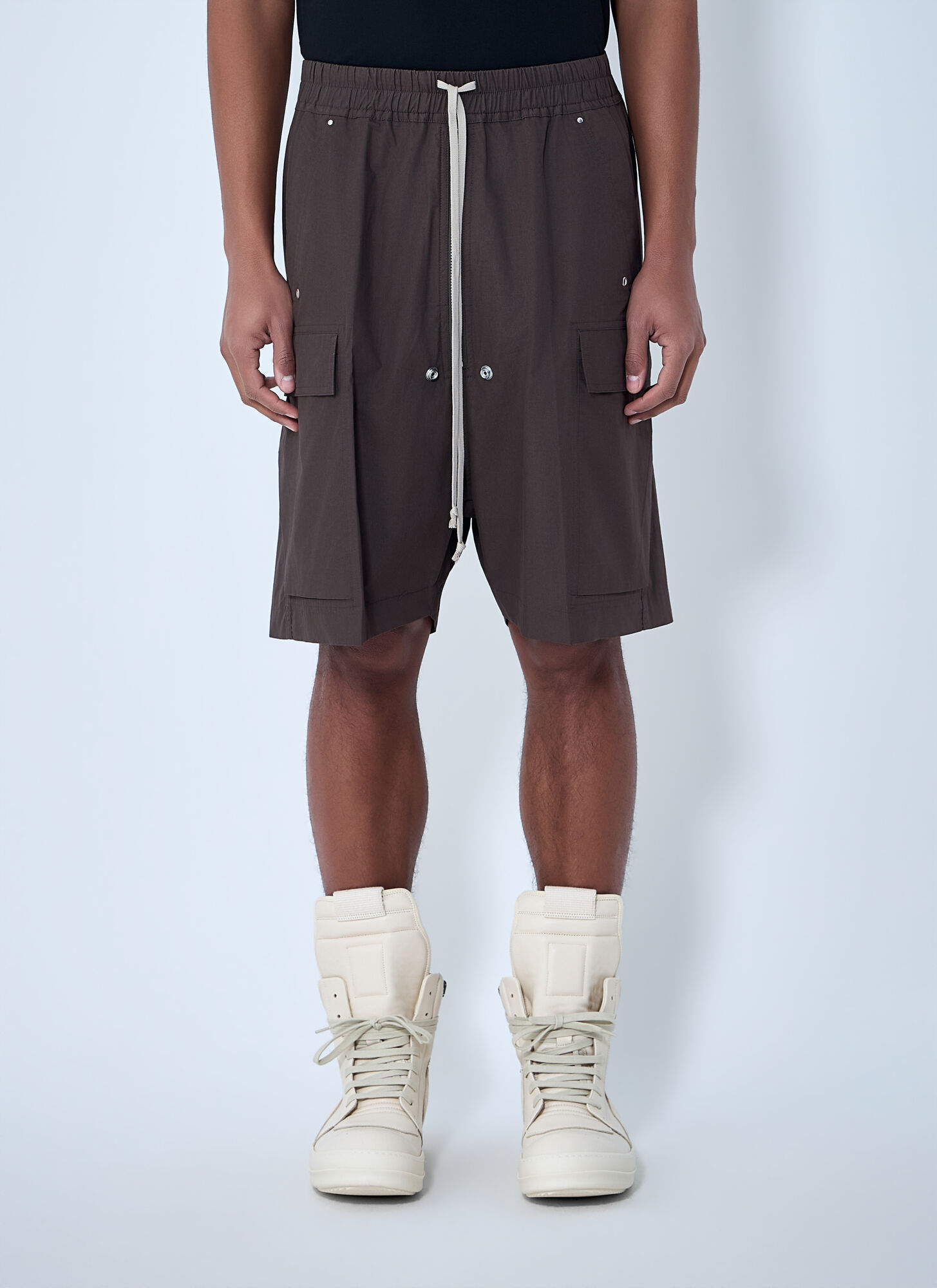 Rick Owens Men's Grey Cargobela Shorts - Man Shorts It - 46