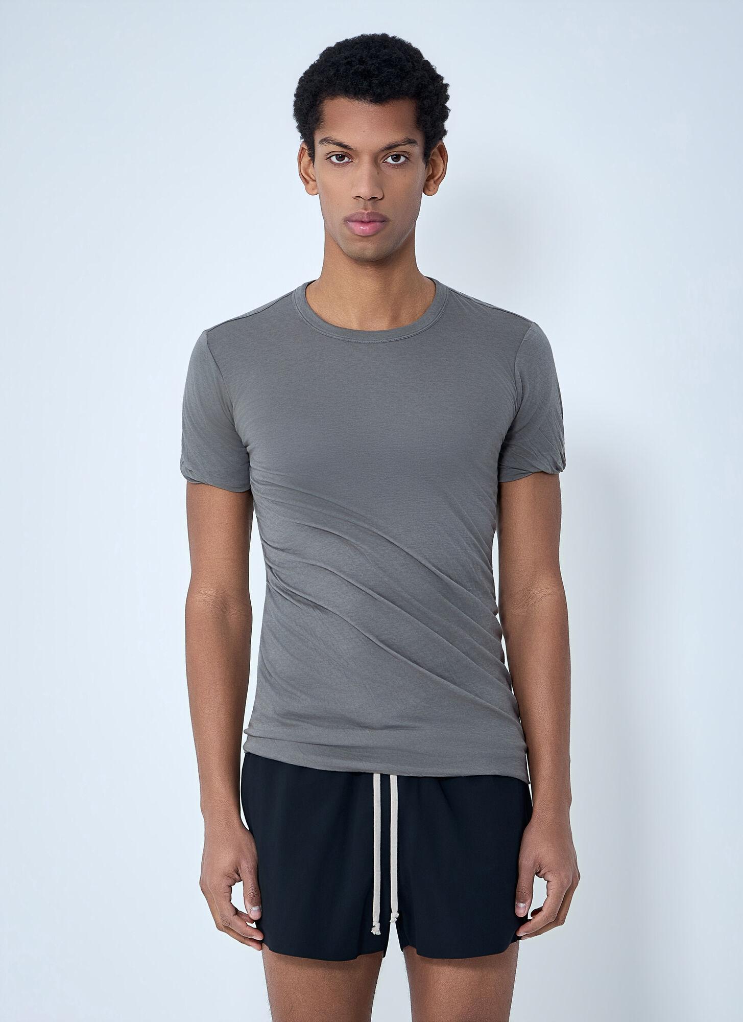 Rick Owens Crewneck T-shirt - Man T-shirts Grey S　Rick Owens クルーネック T シャツ - 男性 T シャツ グレー S Rick
