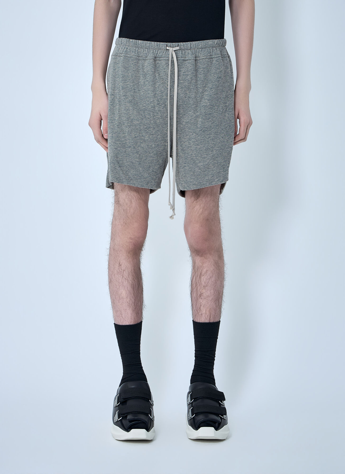 Rick Owens Men's Grey Elasticated Waist Jersey Shorts - Man Shorts It - 48