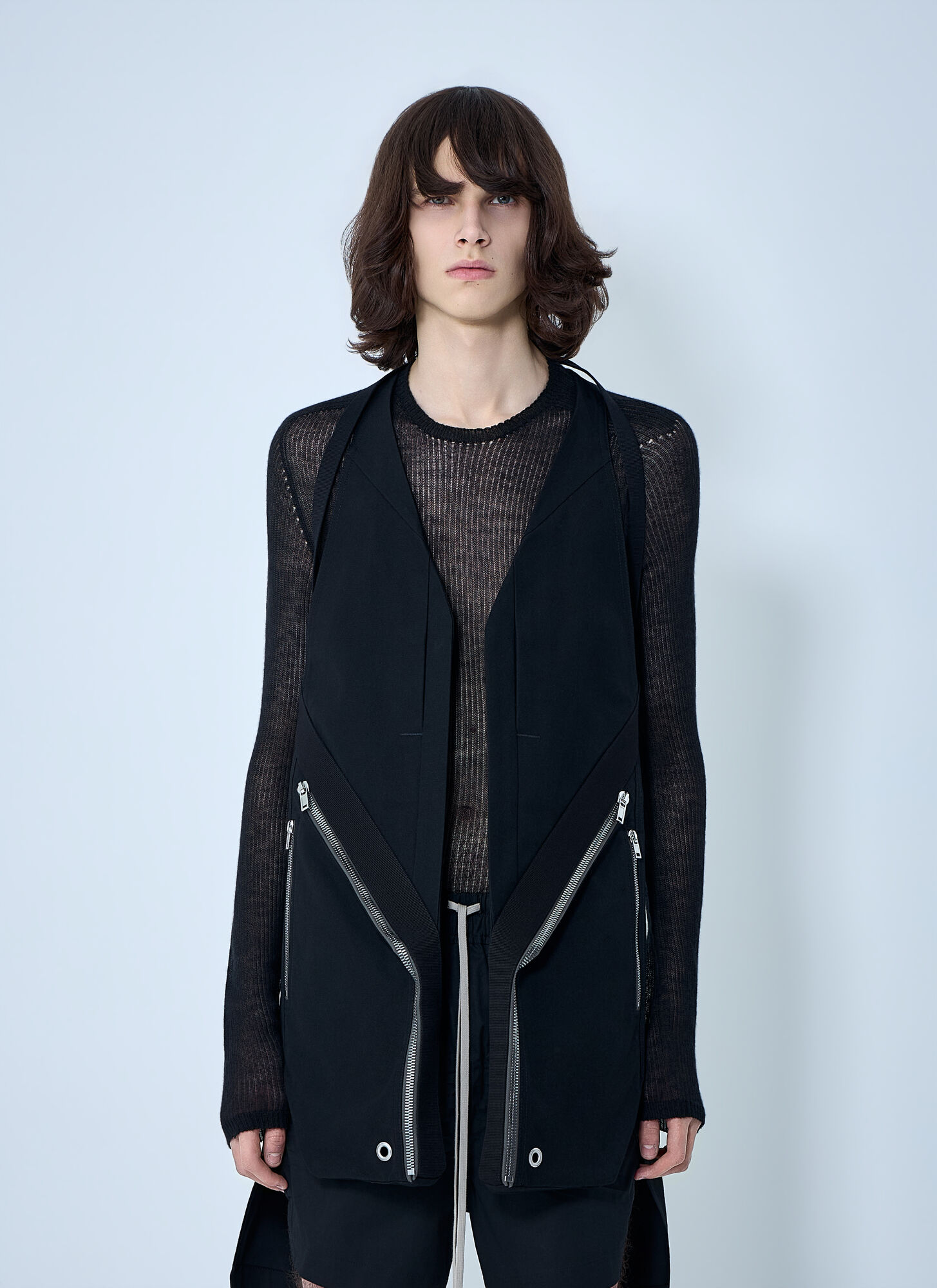 Rick Owens Uomo Nero - Asymmetric Zip Detail Vest, Size: It - 48