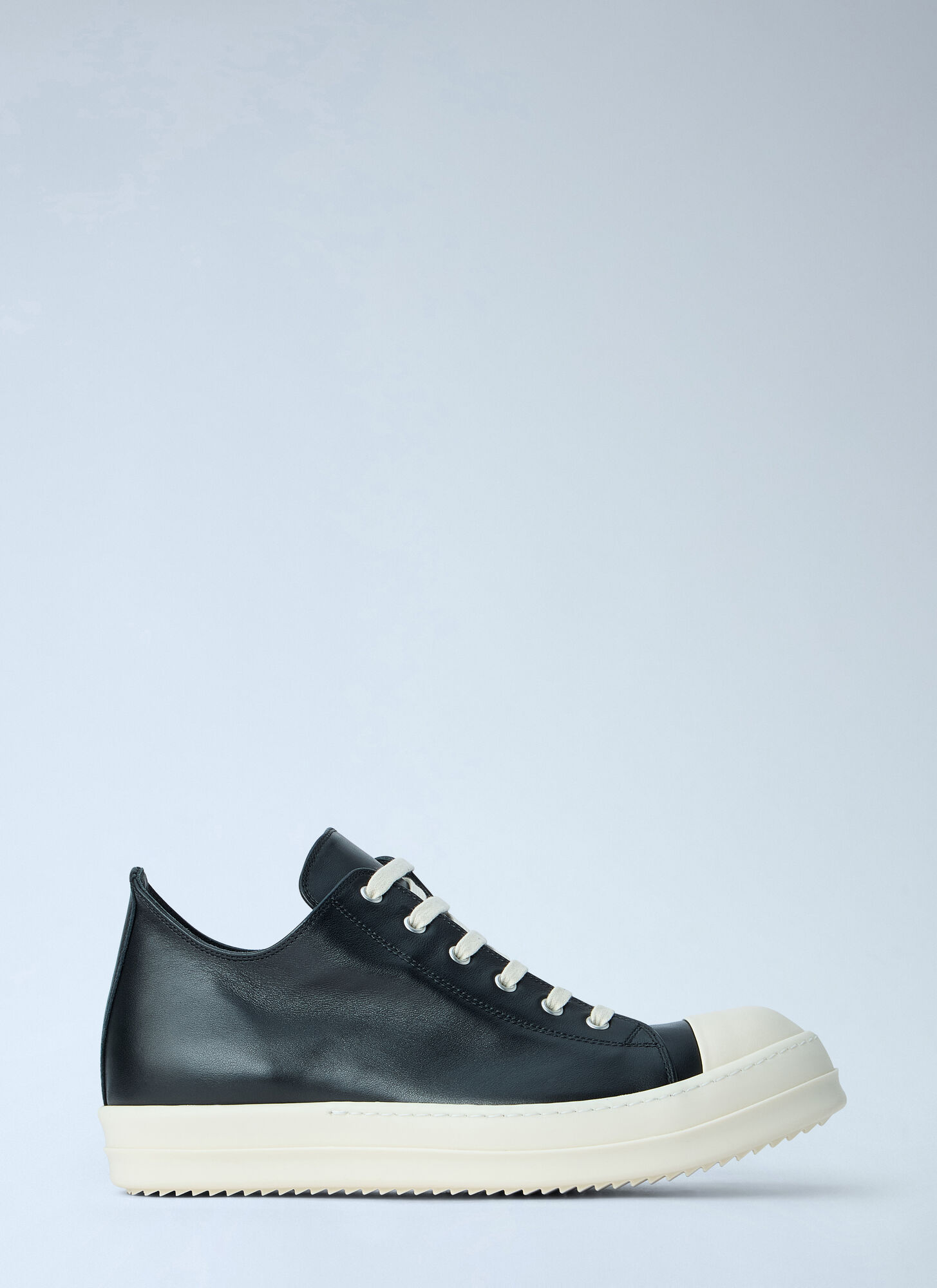 Rick Owens Men's Black Leather Low-Top Sneakers - Man Sneakers Eu - 42