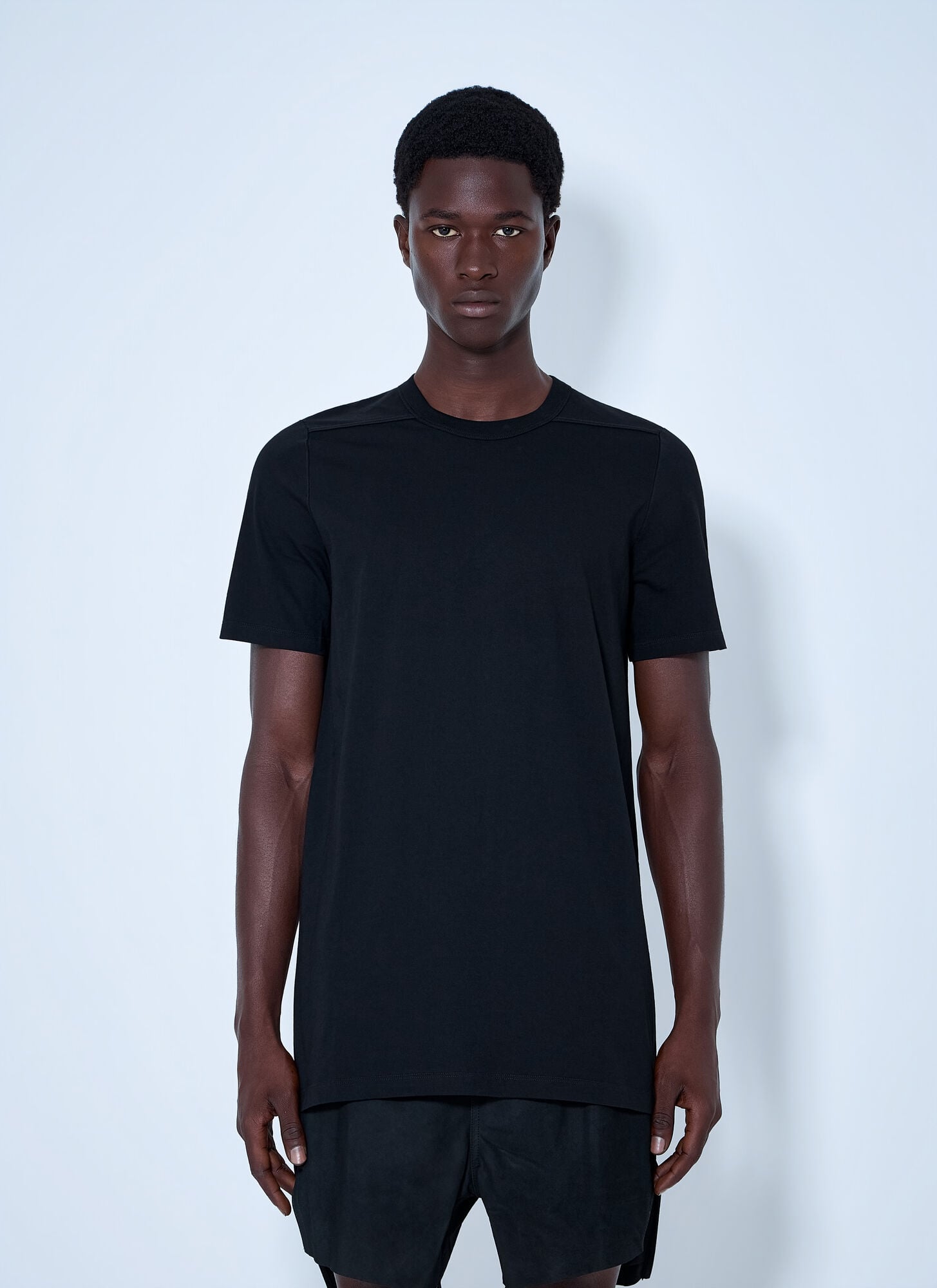 Rick Owens Men's Black Crewneck Cotton T-Shirt - Man T-Shirts L