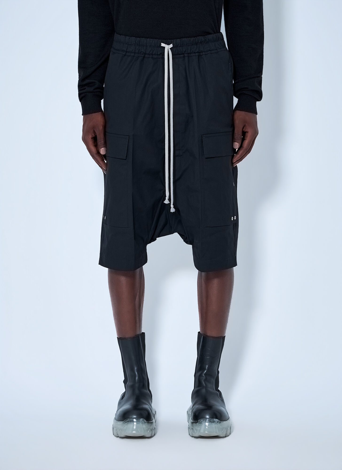 Rick Owens Men's Black Cargo Shorts - Man Shorts It - 52