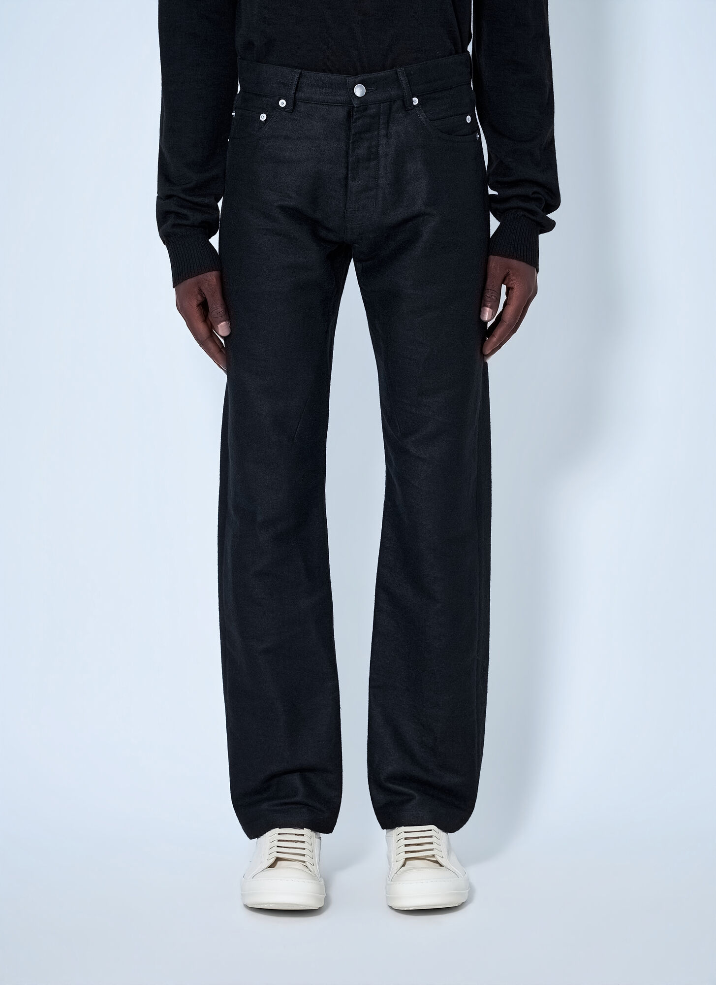 Rick Owens Men's Black Straight-Leg Denim Trousers - Man Pants 34