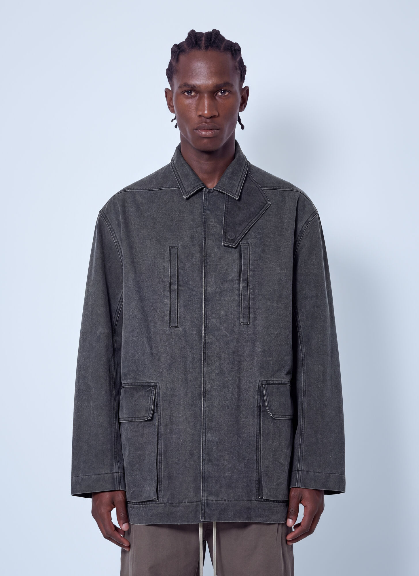 Rick Owens Collared Canvas Mac Jacket - Man Jackets Grey It - 52