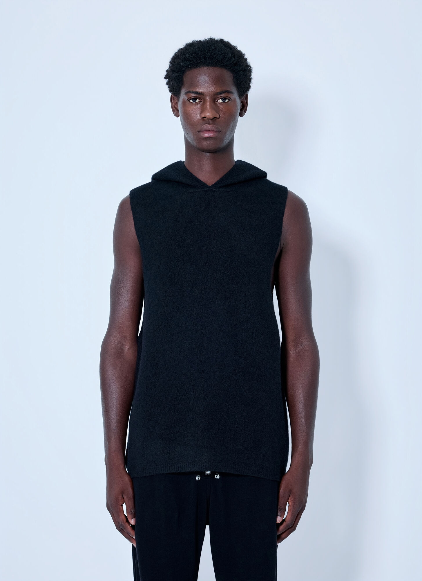 Rick Owens Uomo Nero - Hooded Tank Top, Size: L - Immagine 1