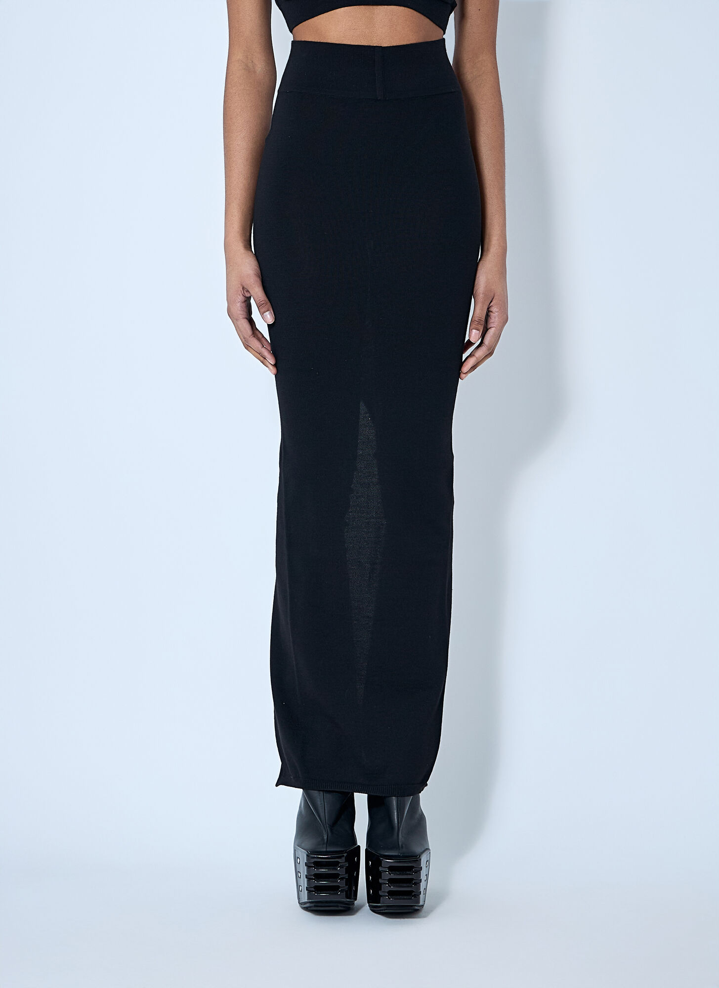 Rick Owens Donna Nero - Wool Knit Maxi Skirt, Size: M
