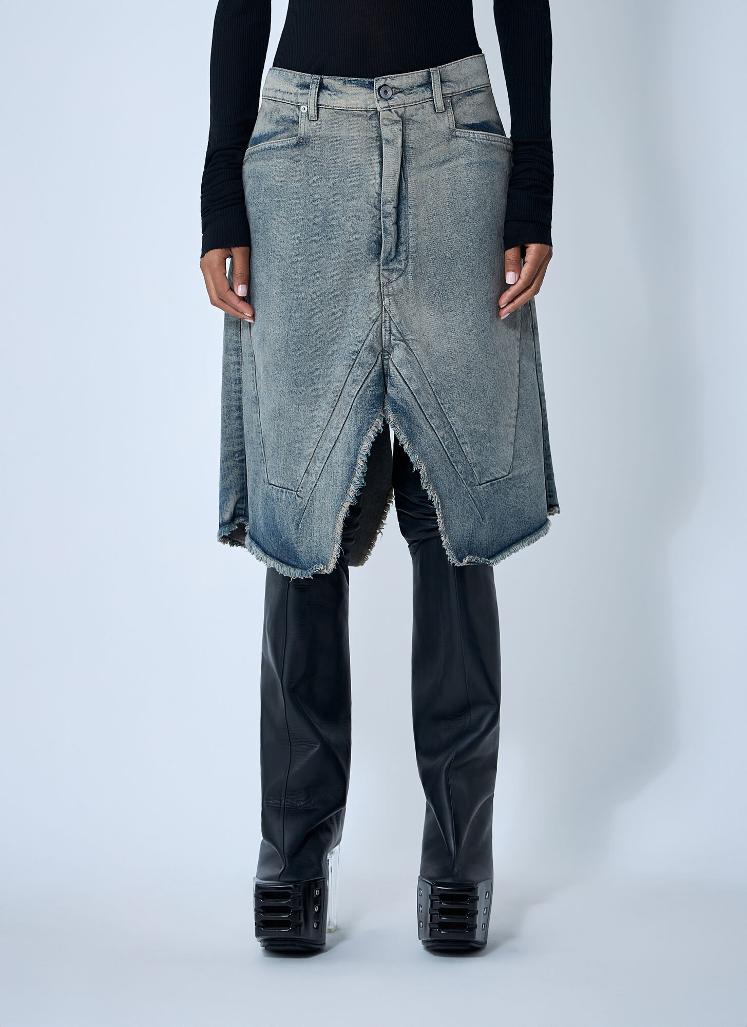Rick Owens Donna Denim - Slivered Skirt, Size: 28