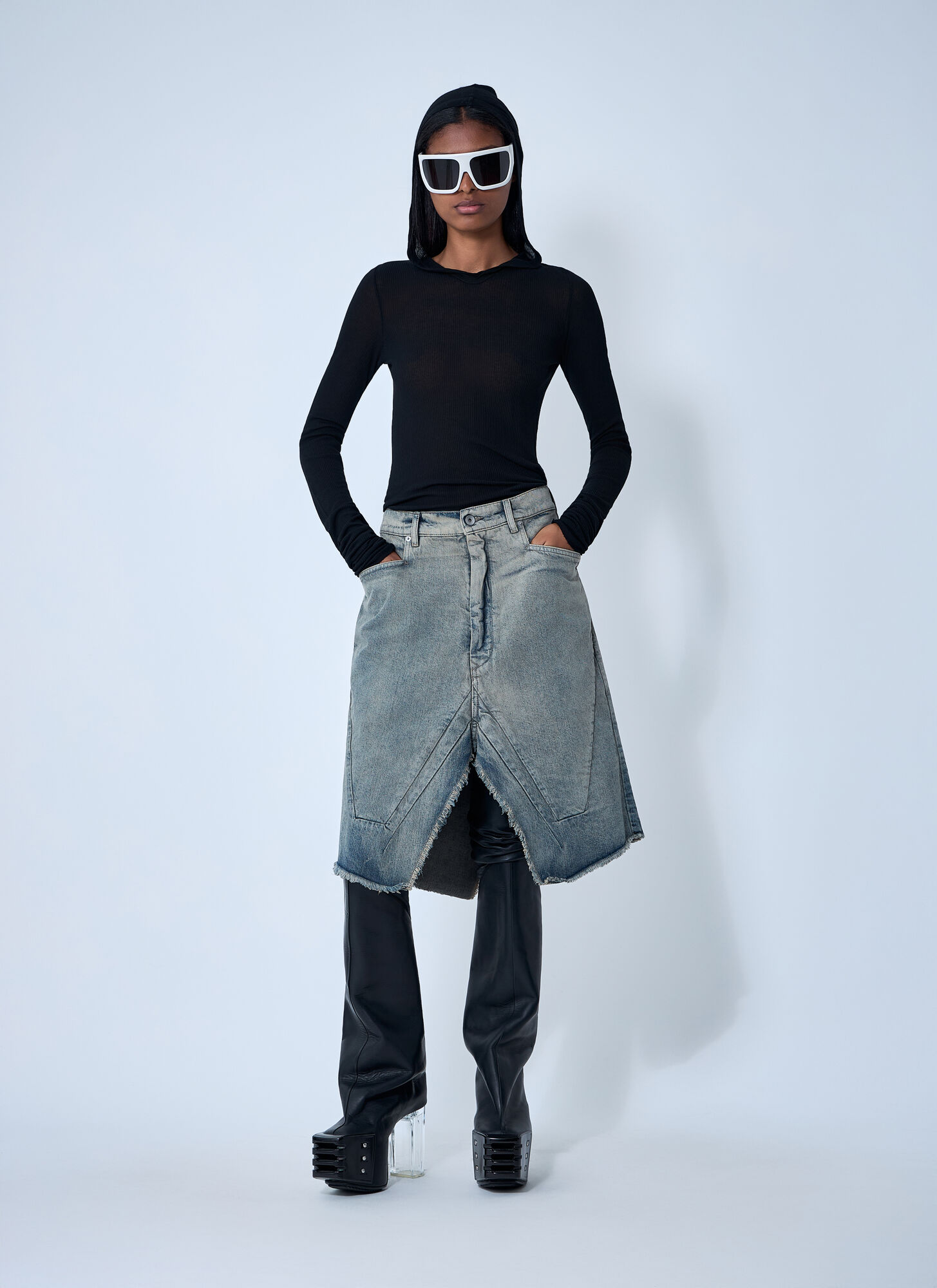  Rick Owens Rick Owens Slivered Denim Skirt - Frau Röcke Denim 26 