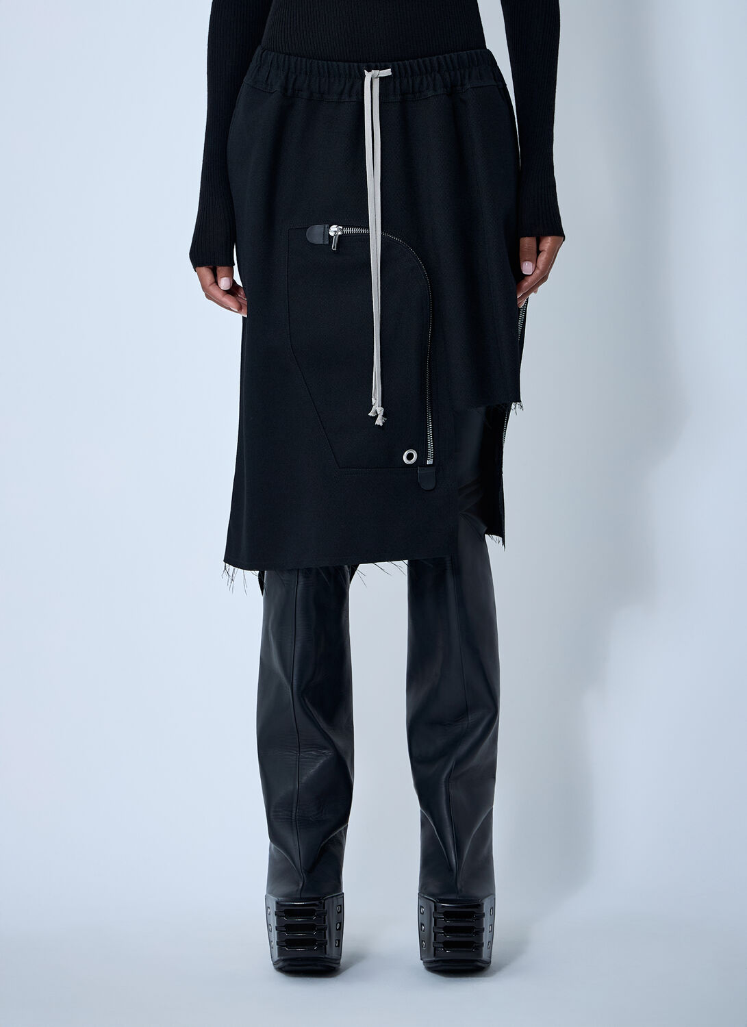 Rick Owens Womens Black Dracca Asymmetric-hem Wool Midi Skirt In Black