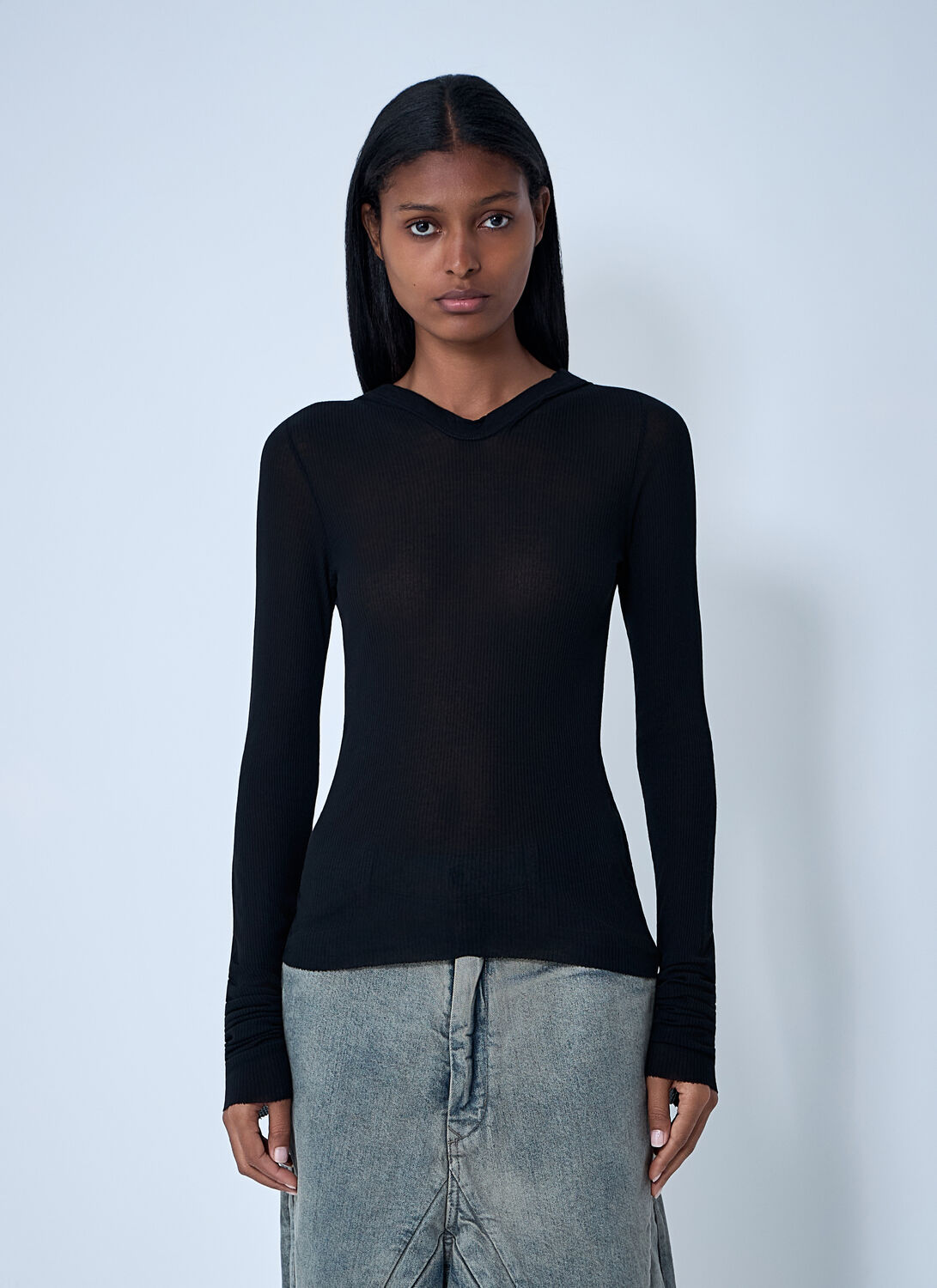 Rick Owens Hooded T-shirt In Black