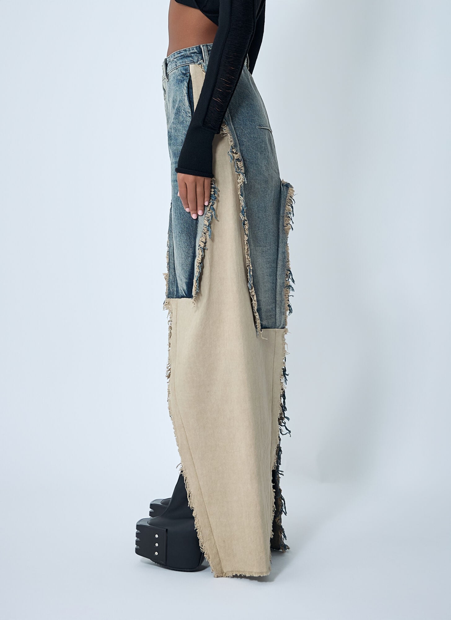  Rick Owens Rick Owens Denim Distressed Maxi Skirt - Frau Röcke Blue 28 