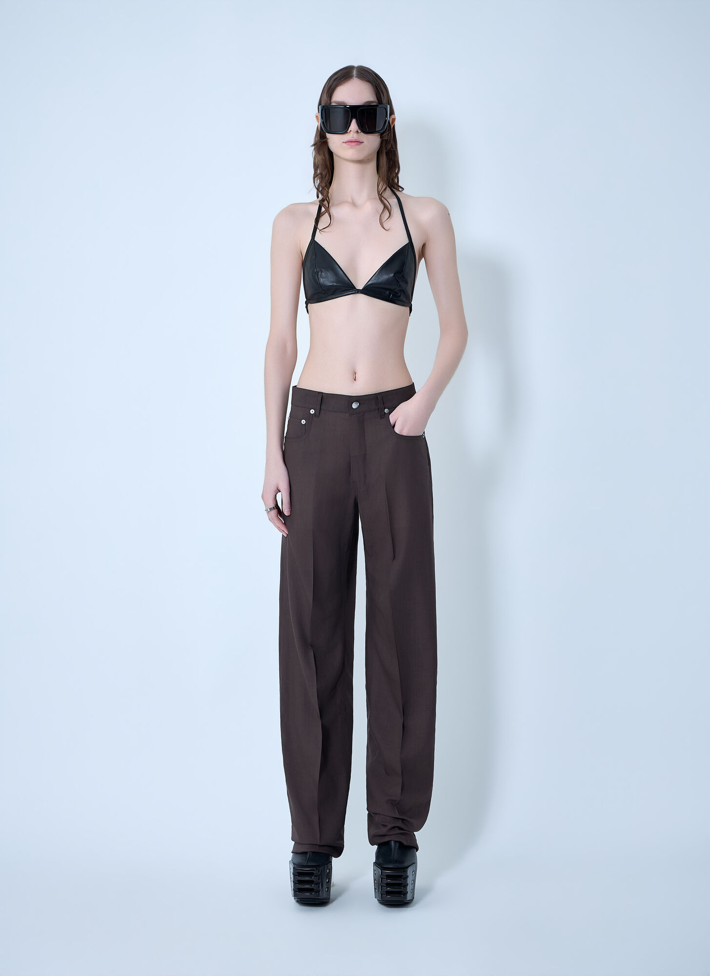  Rick Owens Rick Owens Leather Triangle Bikini Top - Frau Tops Black It - 38 