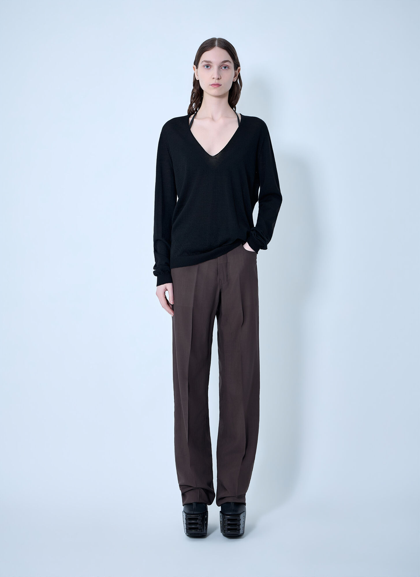  Rick Owens Rick Owens V Neck Pull Knit - Frau Strick Black M 