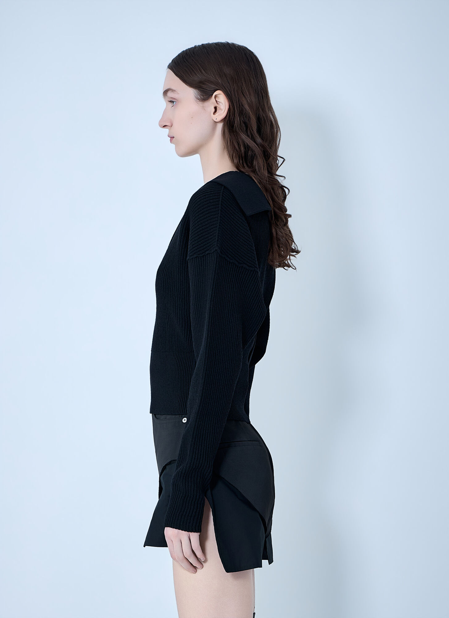  Rick Owens Rick Owens Dracu Cropped V Knit - Frau Strick Black M 