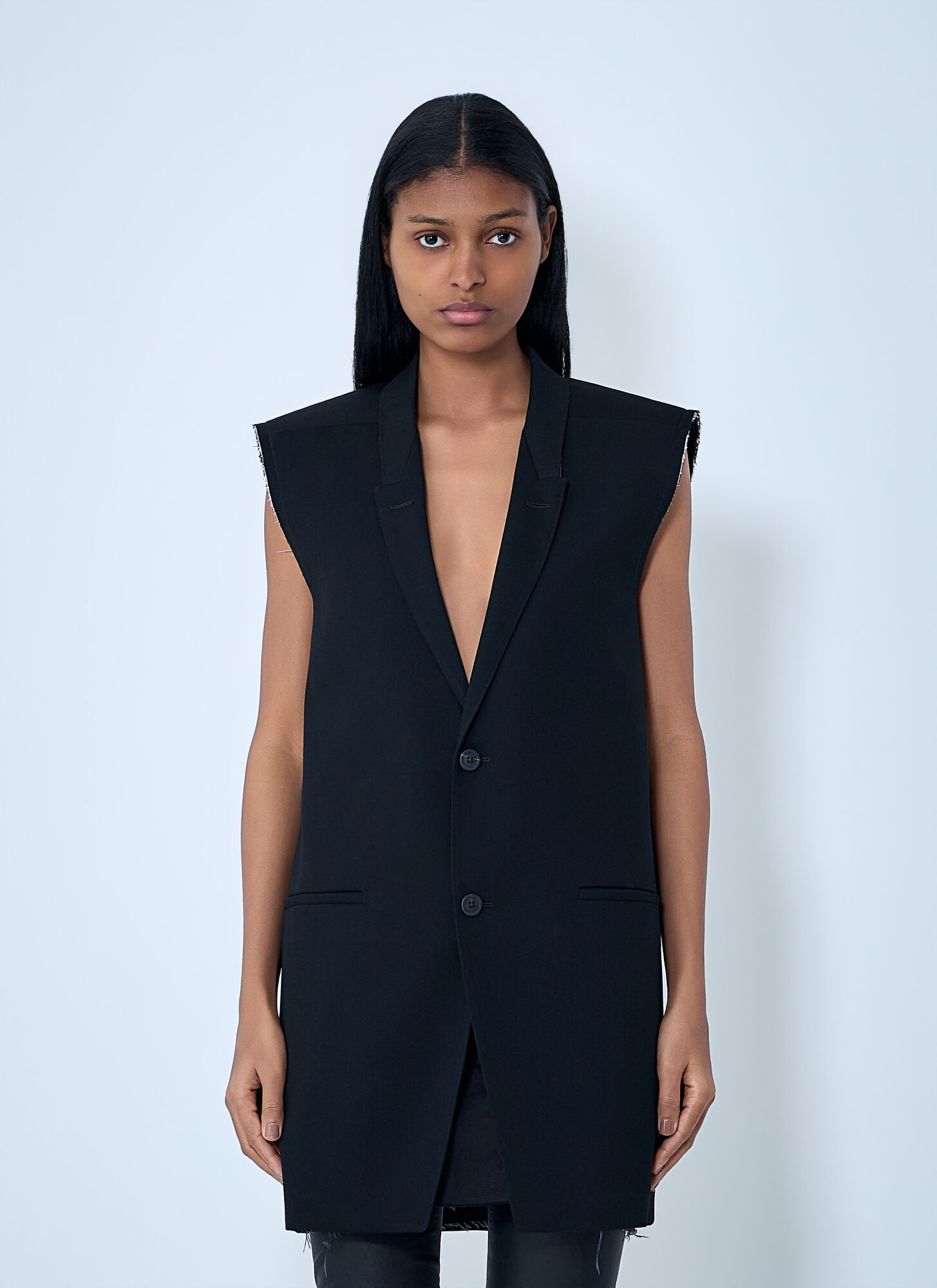 Rick Owens Women's Black Sleeveless Tailored Blazer - Woman Jackets It - 38