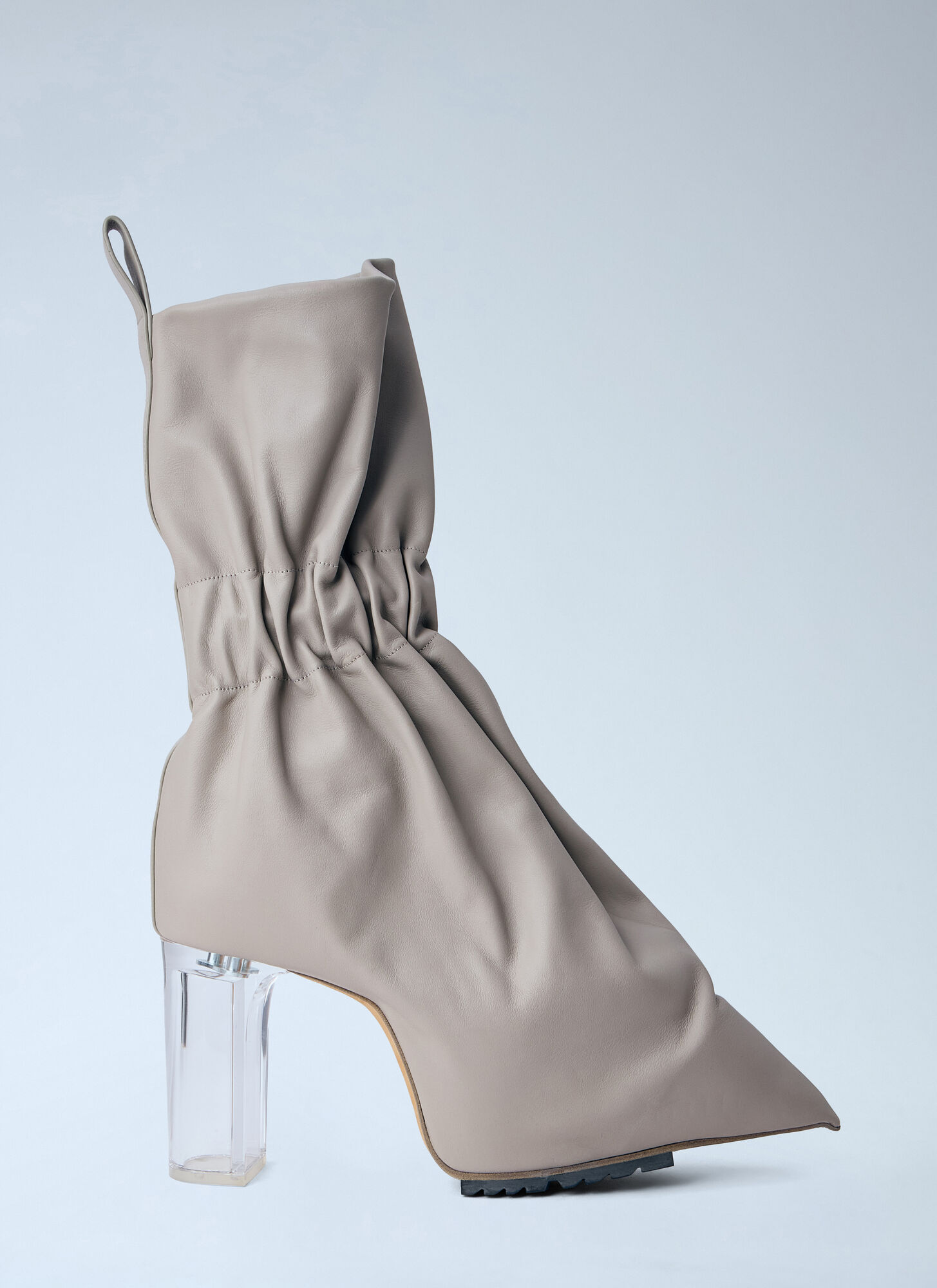 Rick Owens Women's Grey Taquito Gathered Leather Ankle Boots - Woman Boots Eu - 38