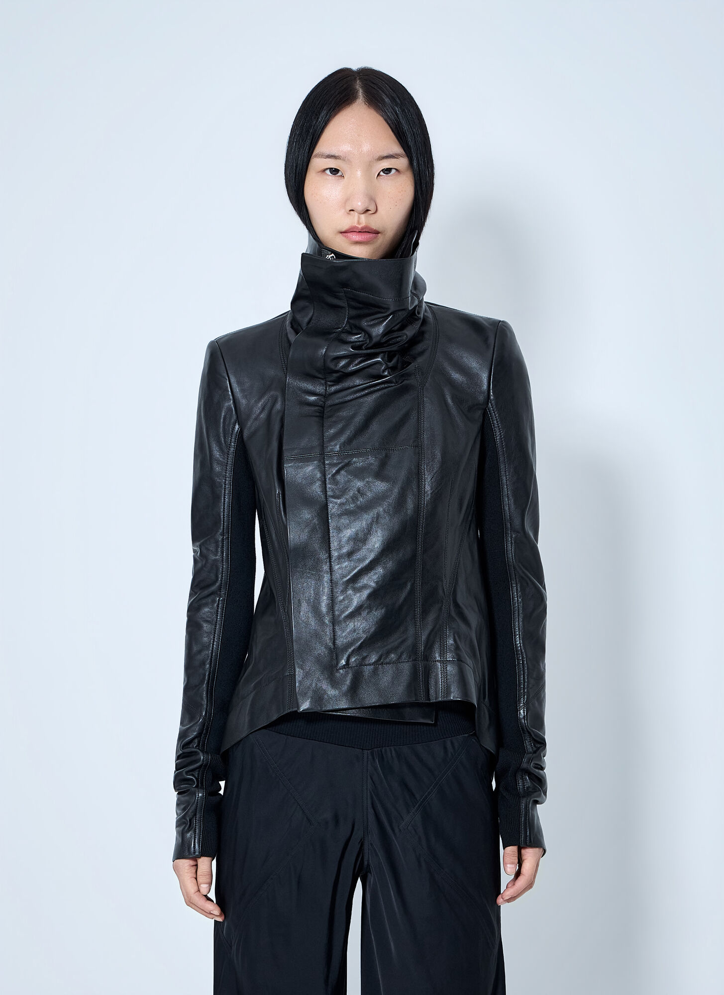 Rick Owens Women's Black Naska Biker Jacket - Woman Jackets It - 42