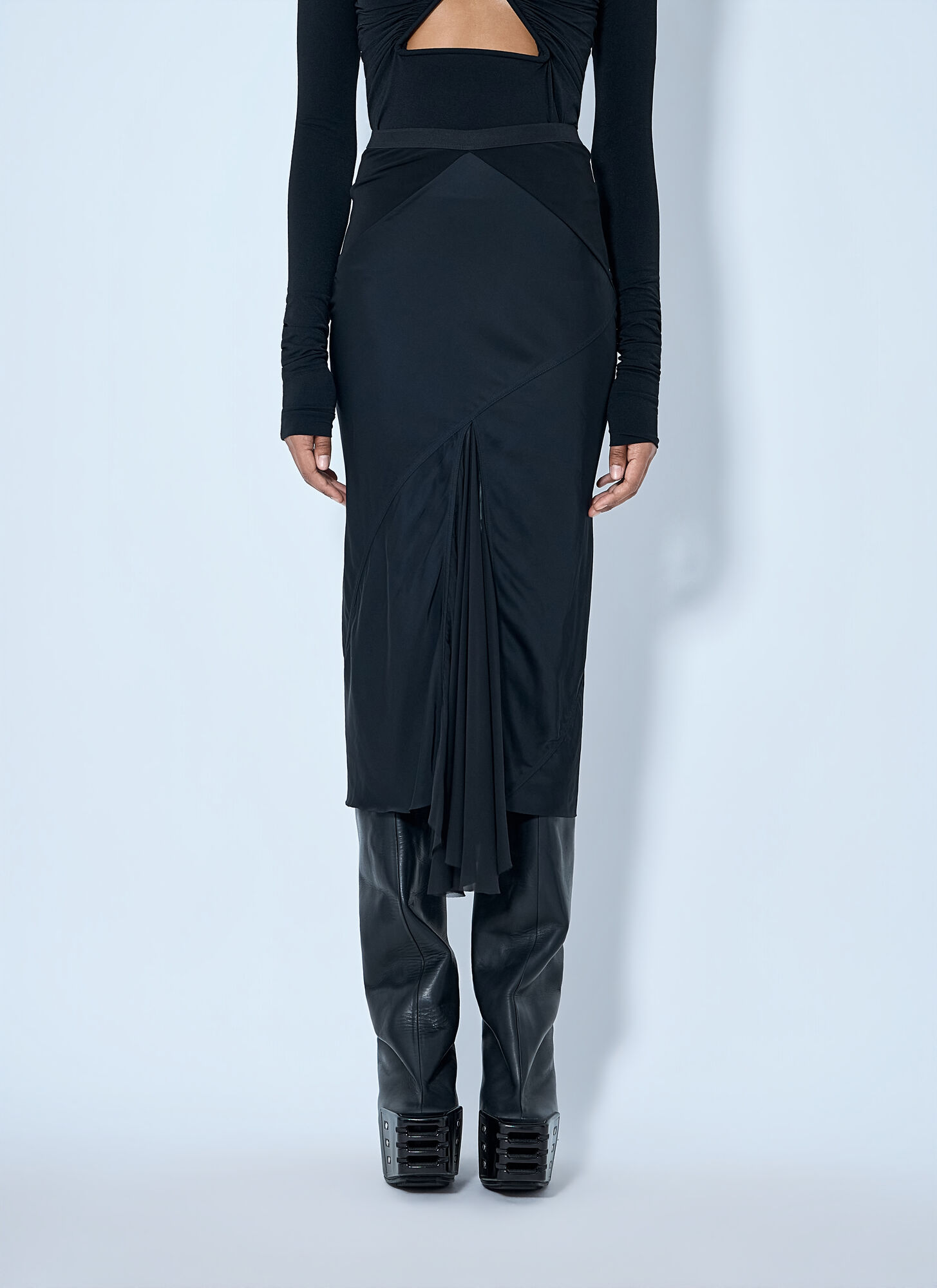 Rick Owens Women's Black Asymmetrical Midi Skirt - Woman Skirts It - 44