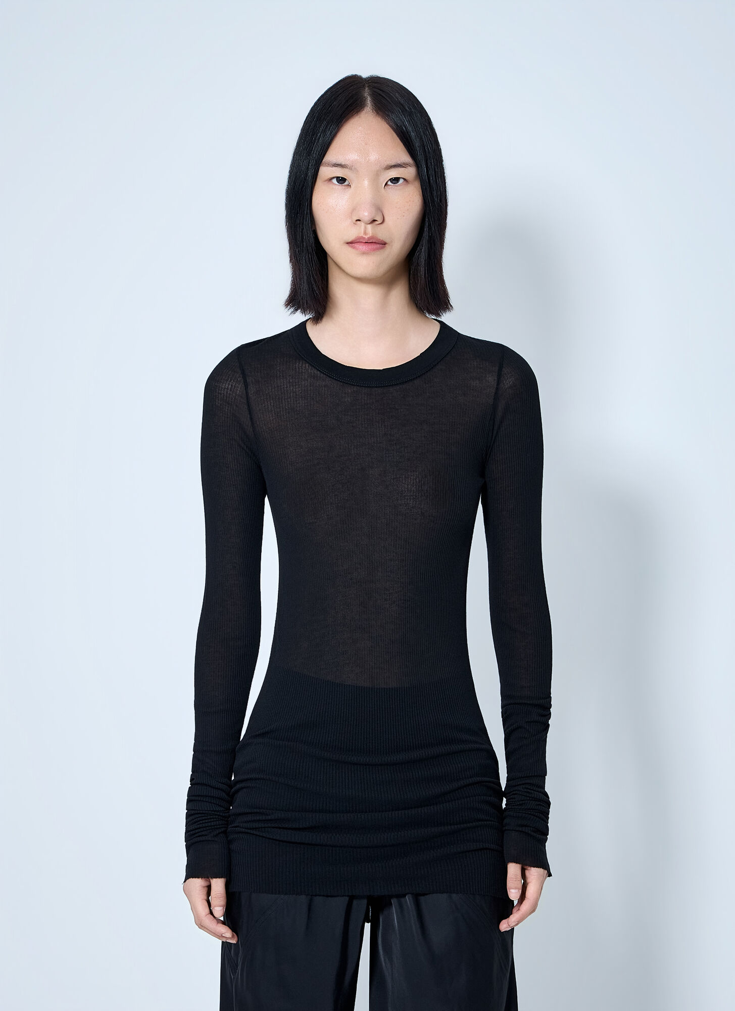 Rick Owens Rick Owens Long Sleeve Sheer Knit Top - Woman T-shirts Black It - 40　Rick Owens 長袖シアー ニット トップ - 女性 T シャツ ブラック IT - 40