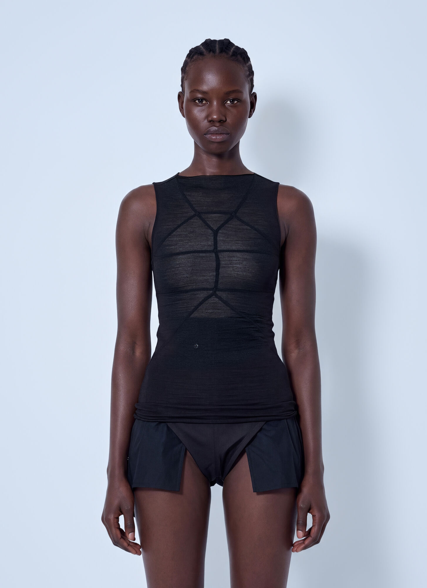 Rick Owens Women's Black Sheer Panelled Top - Woman Tops It - 44