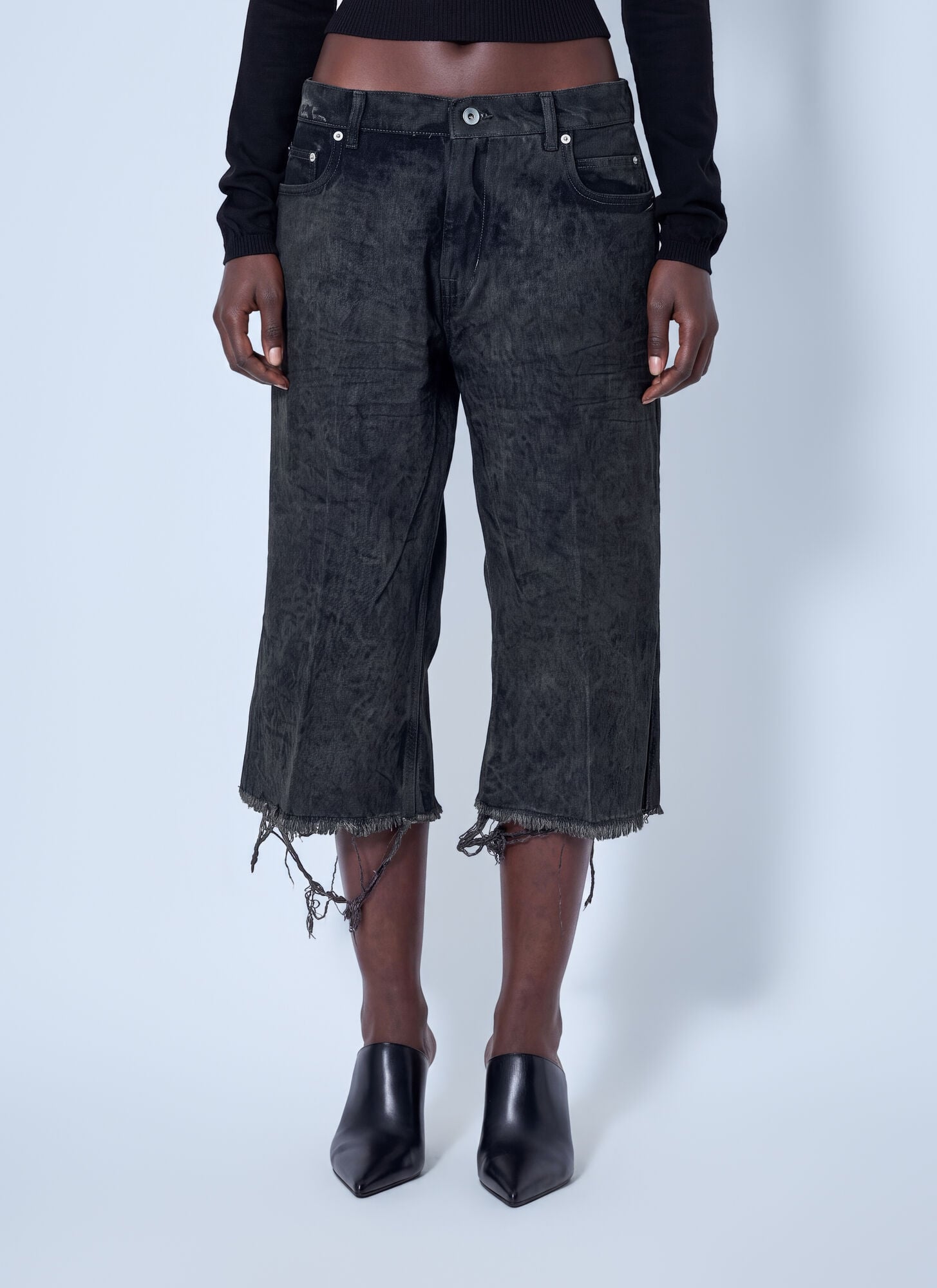 Rick Owens Denim Slim Bermuda Shorts - Female - Denim Shorts - Gray - W28 - Shorts - Image 3