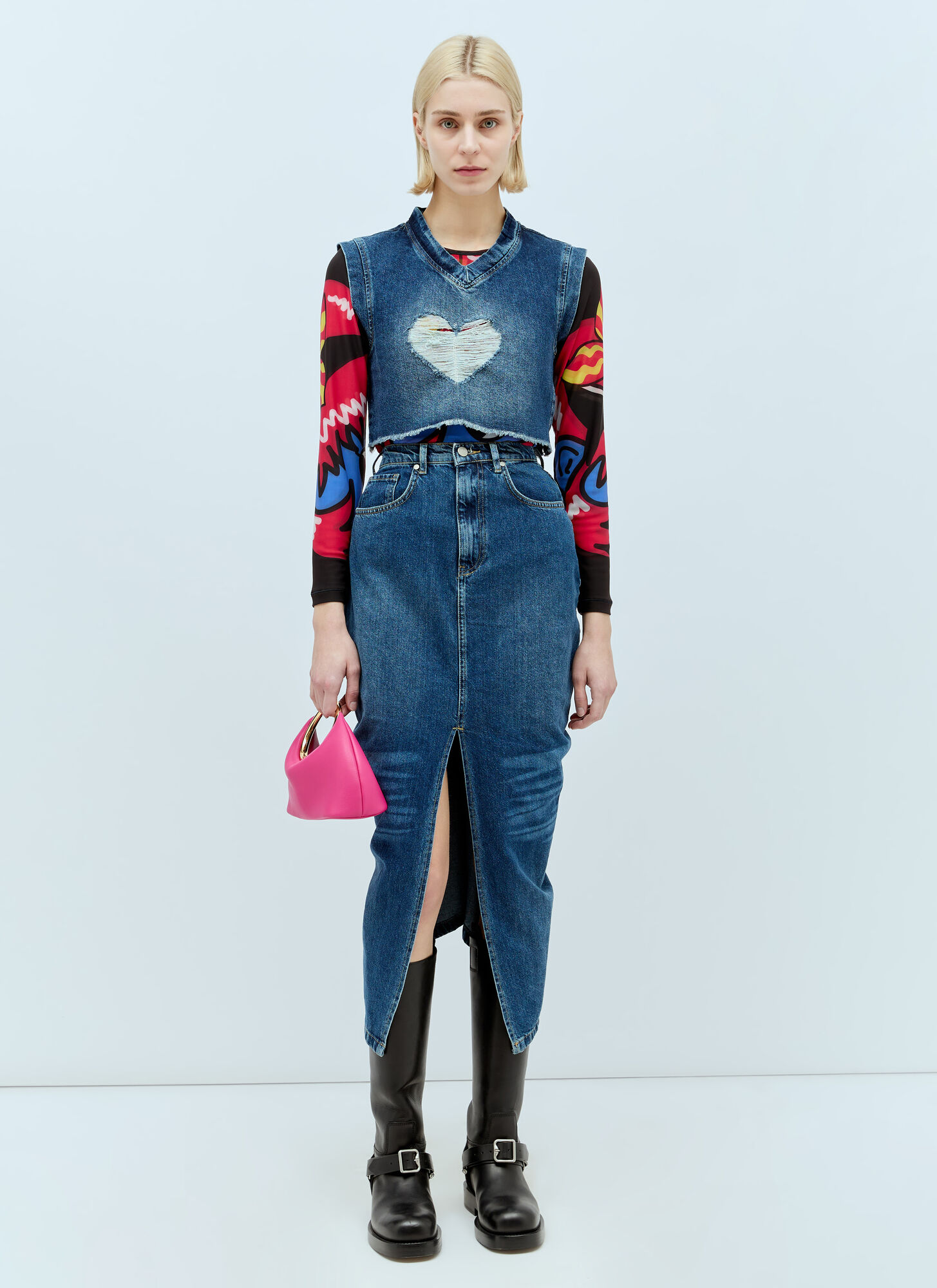  Reward If Found Reward If Found Mermaid Denim Top - Frau Tops Blue S 