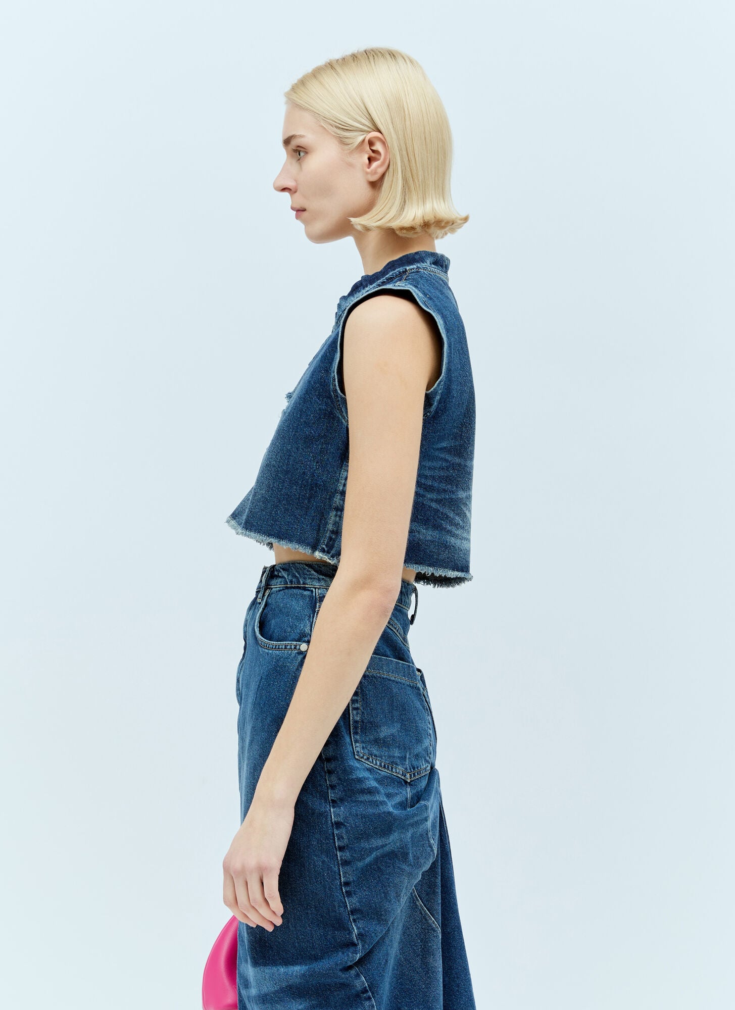  Reward If Found Reward If Found Mermaid Denim Top - Frau Tops Blue S 