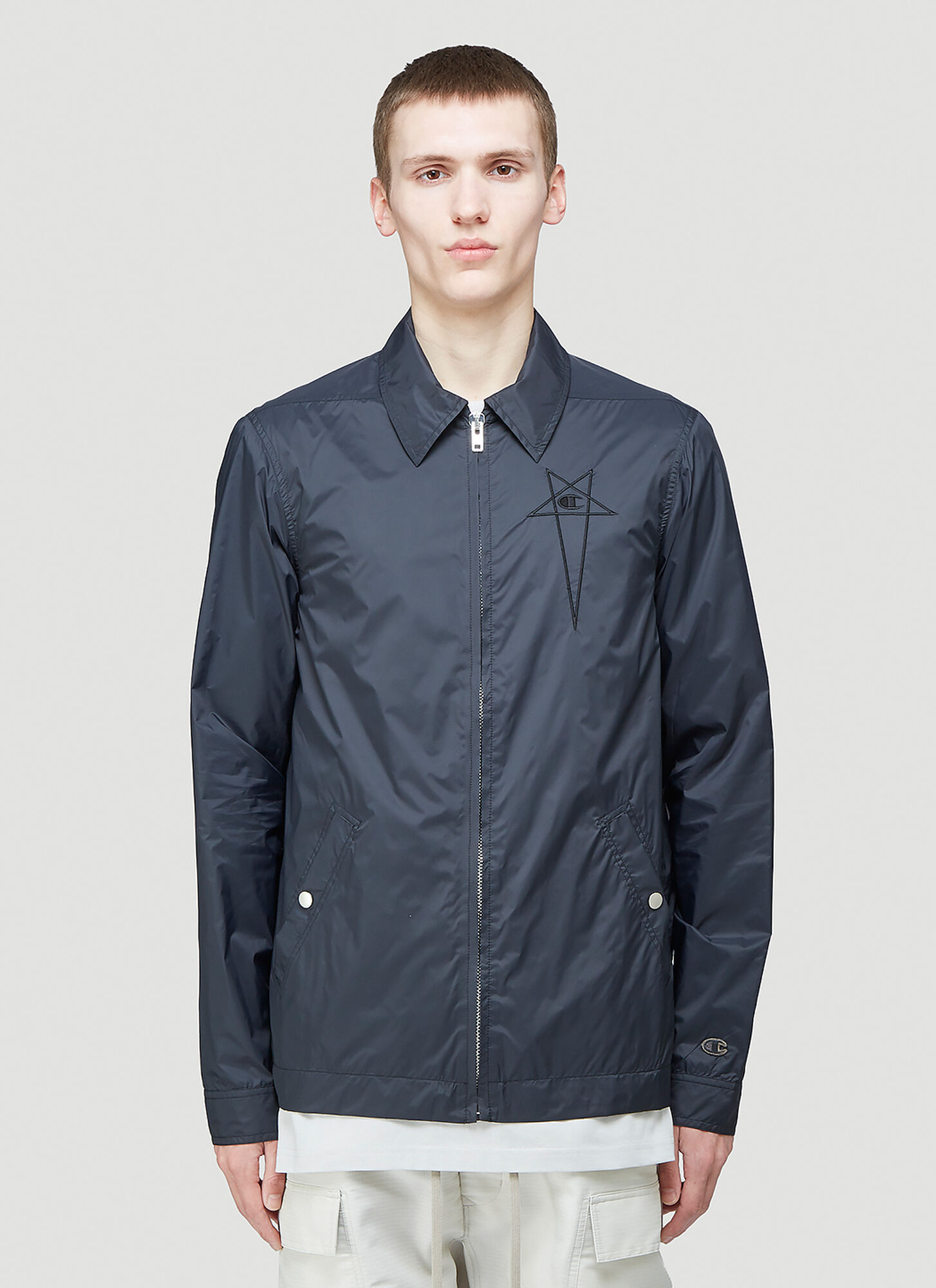 Rick Owens X Champion Worker Windbreaker Jacket - Man Jackets Black M - Immagine 1