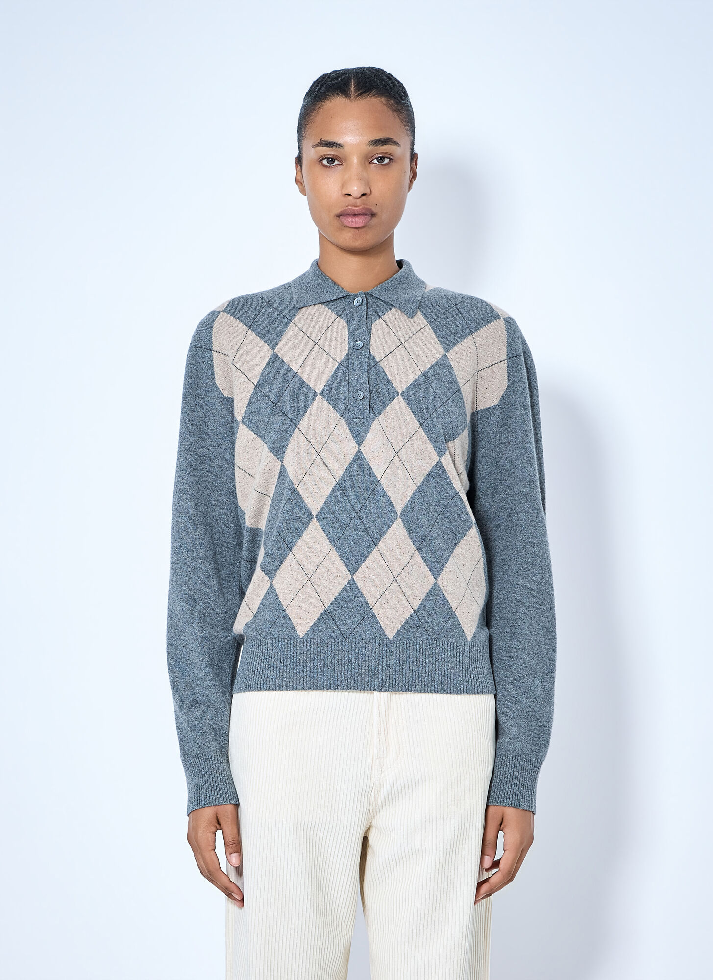Róhe Women's Grey Argyle Mouliné Polo - Woman Knitwear Fr - 34