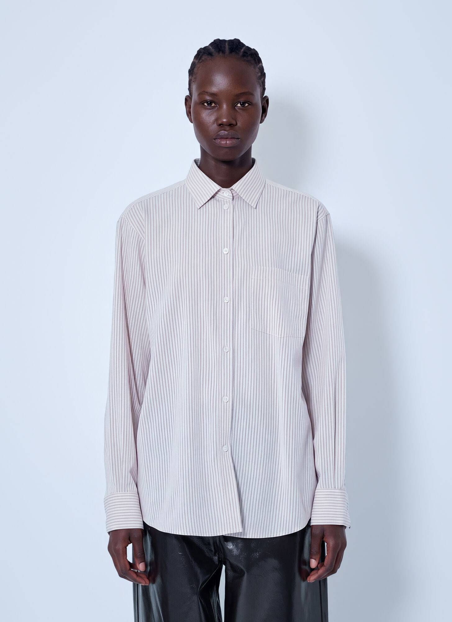 Róhe , Shirts, Female, Pink, S, Classic Fit Stripe Button-Up Shirt - Image 2