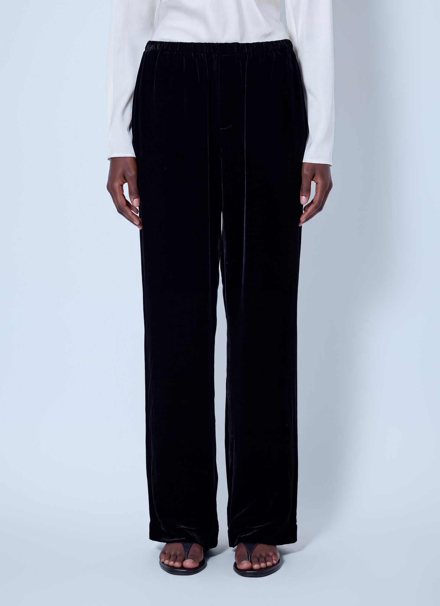 Róhe Velvet Relaxed Trousers - Female - Wide Trousers - Black - S - Trousers - Image 3