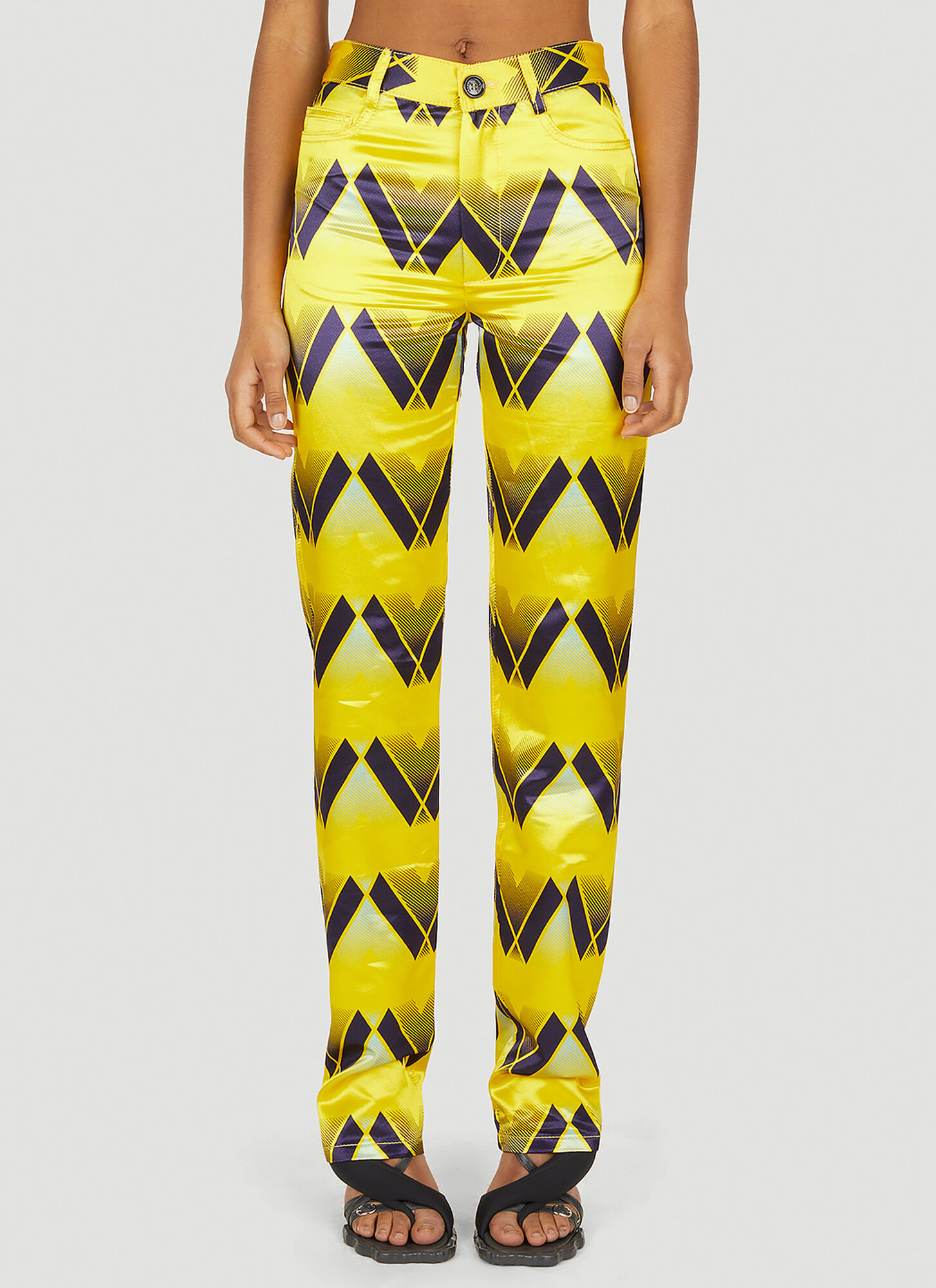 Meryll Rogge Women's Yellow Graphic Print Pants - Woman Pants Fr - 34