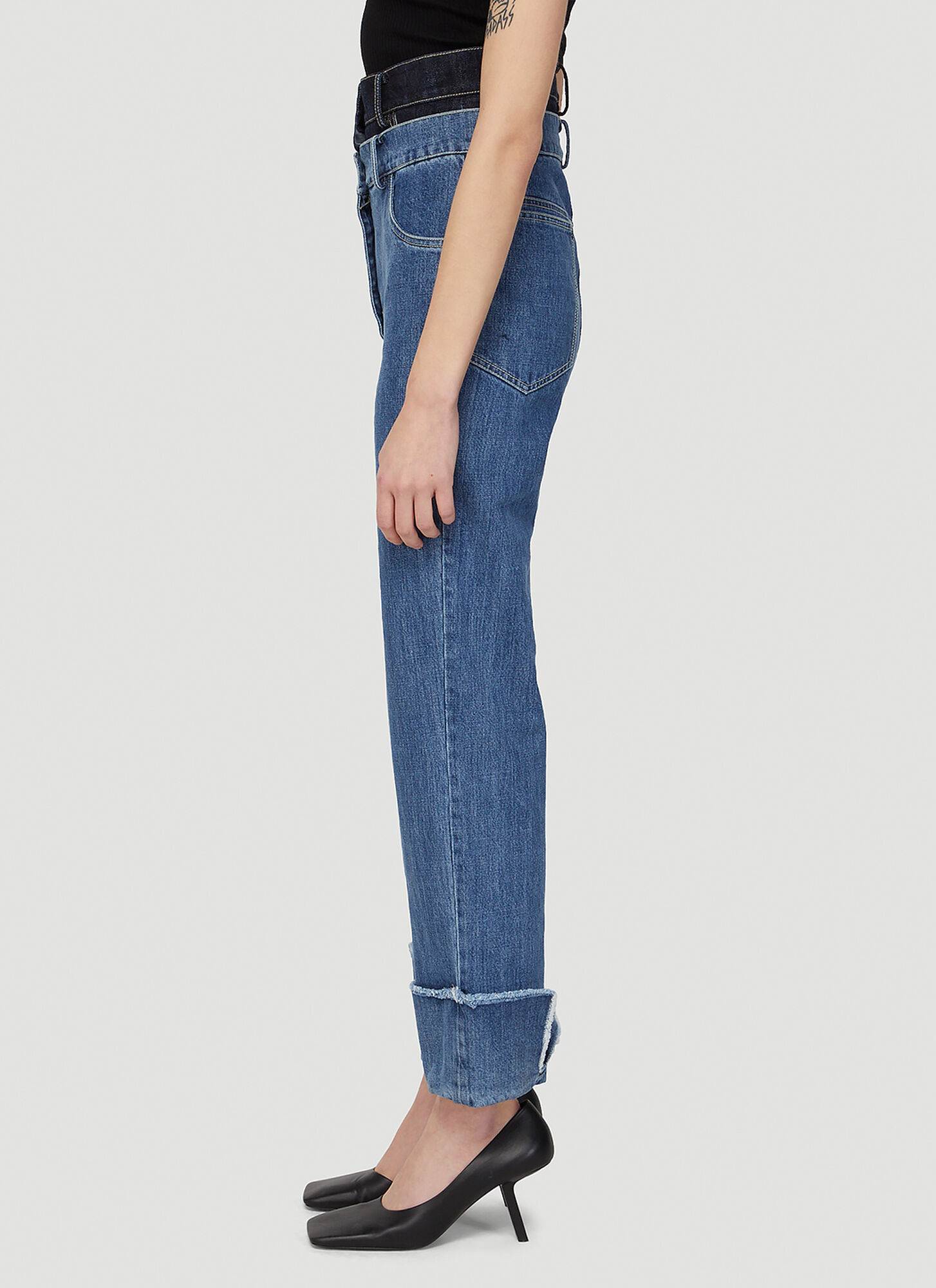  Rokh Rokh Contrast Waistline Jeans  - Frau Jeans Blue Fr - 40 