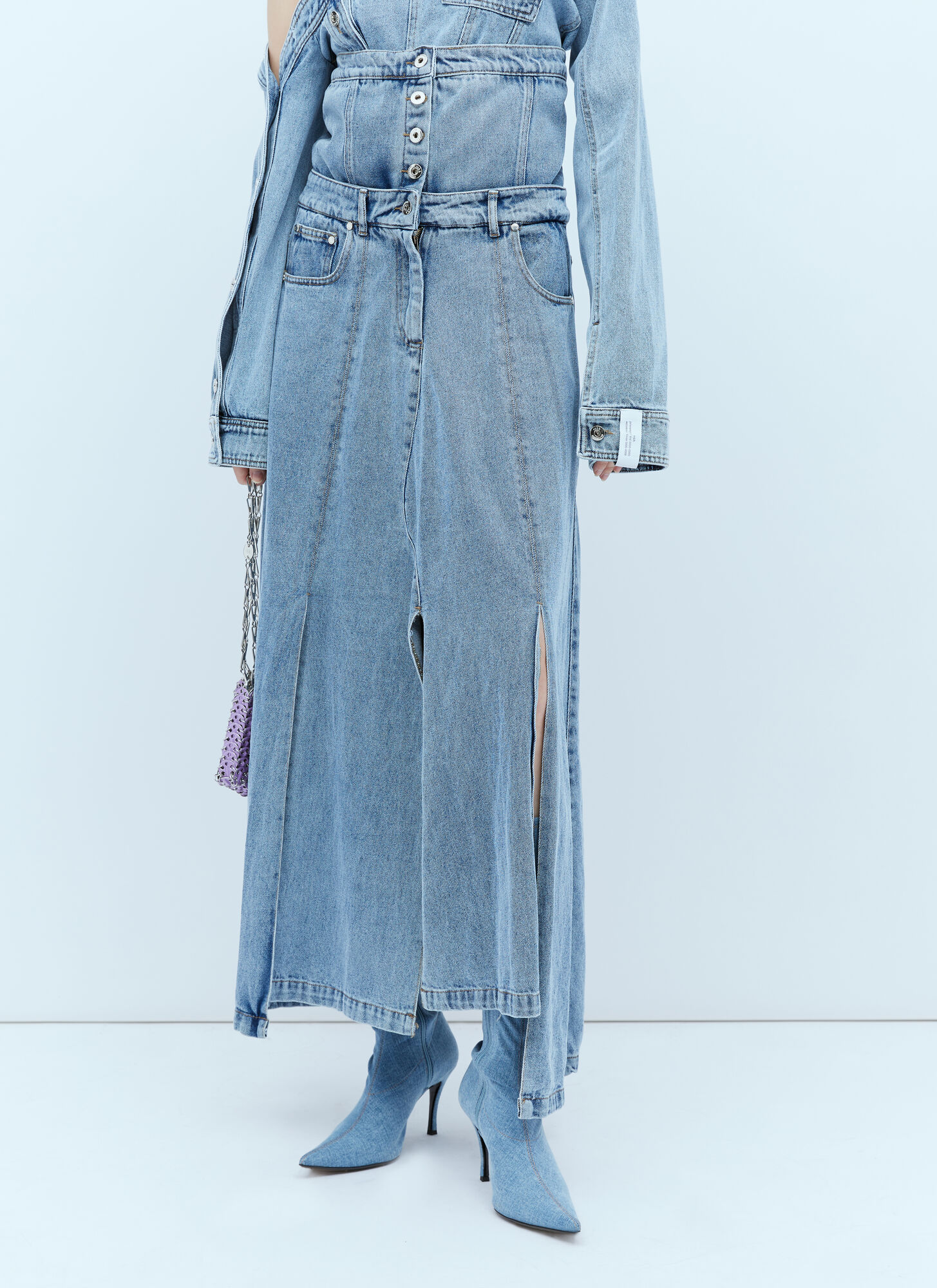Rokh Women's Blue Extended Waistband Denim Skirt - Woman Skirts Eu - 38