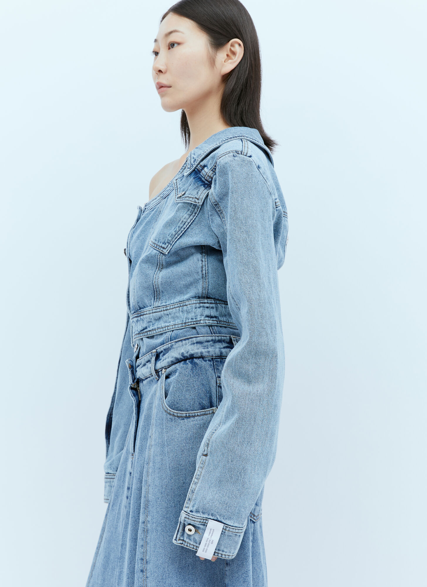  Rokh Rokh Asymmetric Neck Denim Jacket - Frau Jacken Blue Eu - 34 