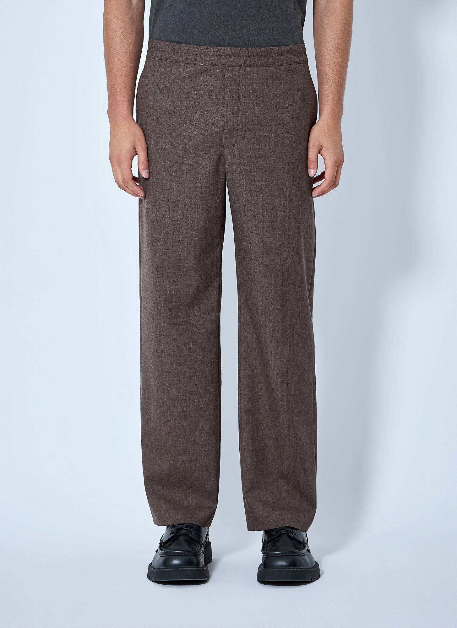 The Row Men's Brown Ari Wool Wide-Leg Pants - Man Pants S