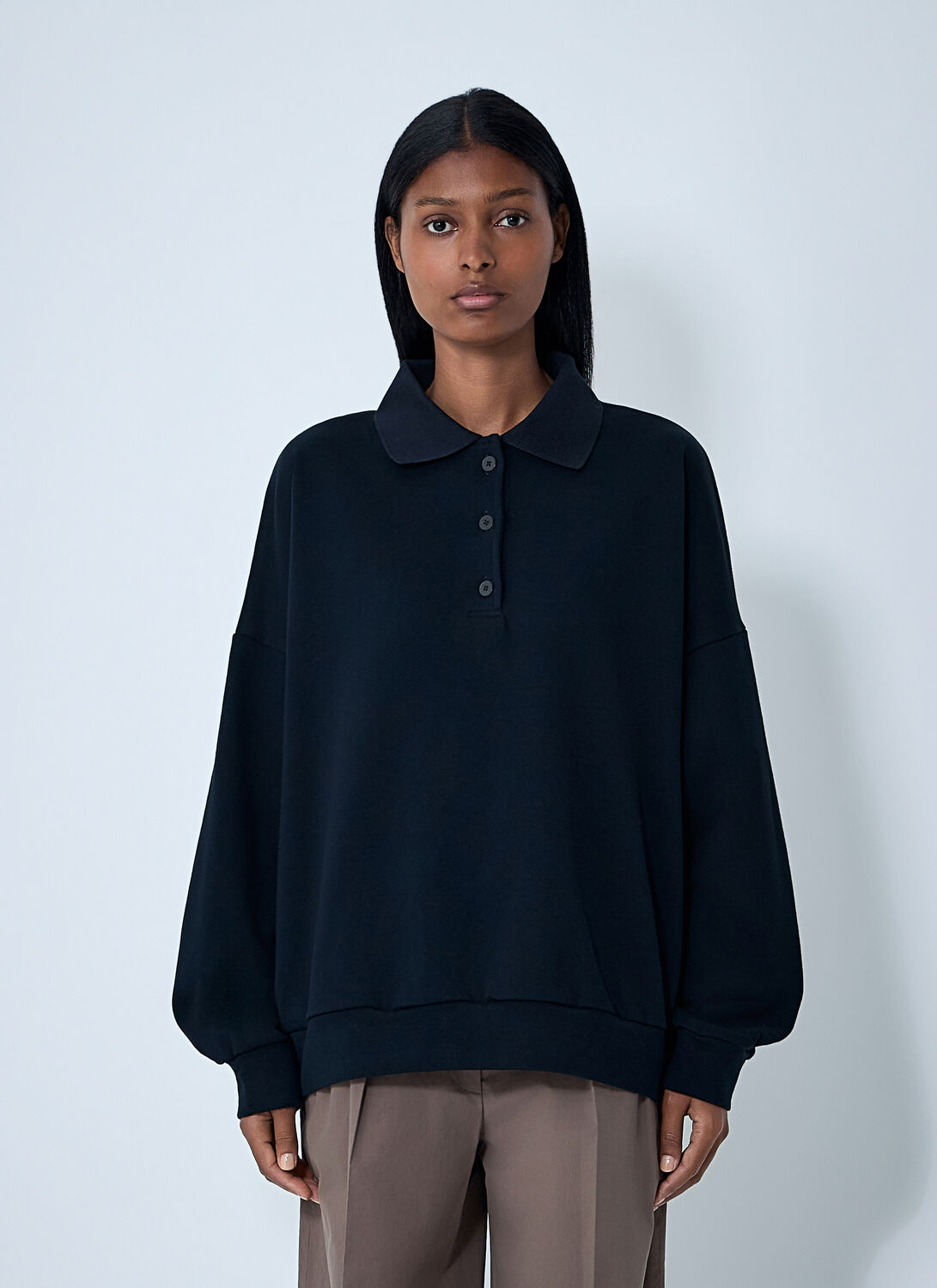 The Row Corzas Long Sleeves Cotton Polo T-shirt In Blue