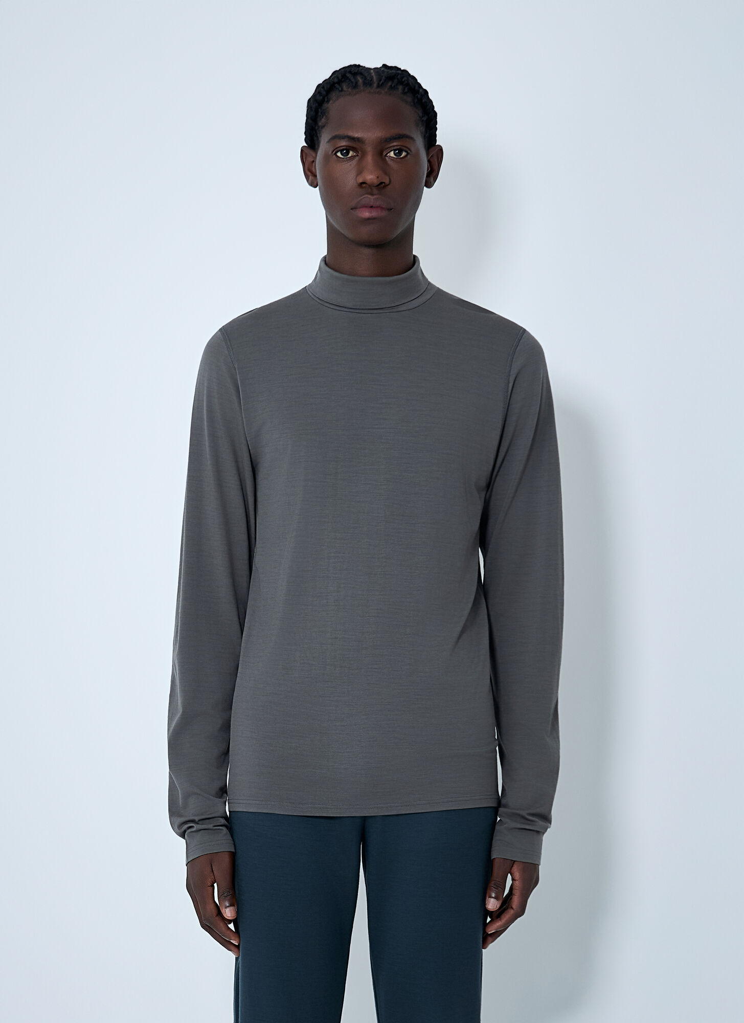 Rier Wool Turtleneck Sweater - Man Tops Grey L