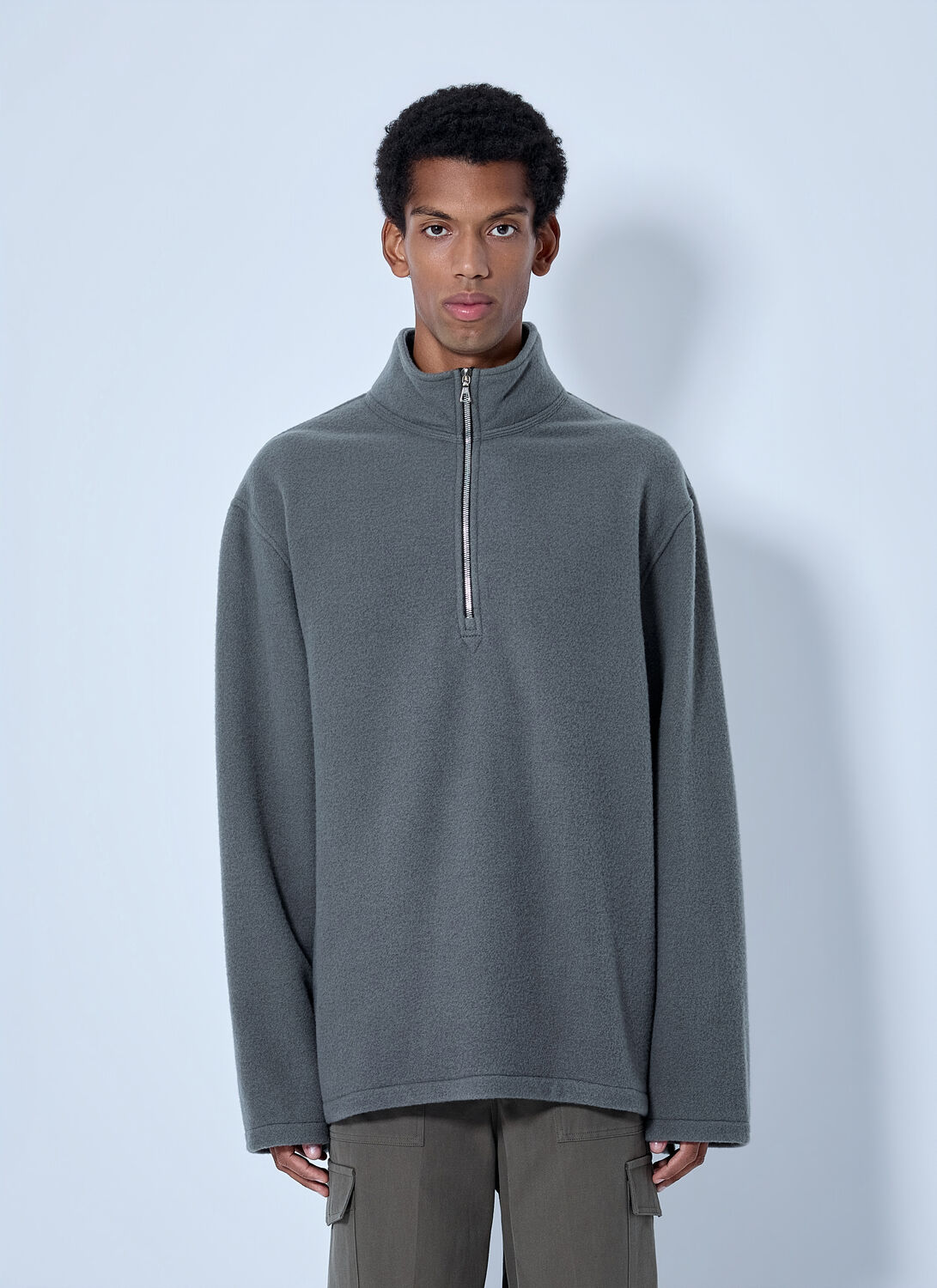 Rier Fleece Polo Sweatshirt In Grey