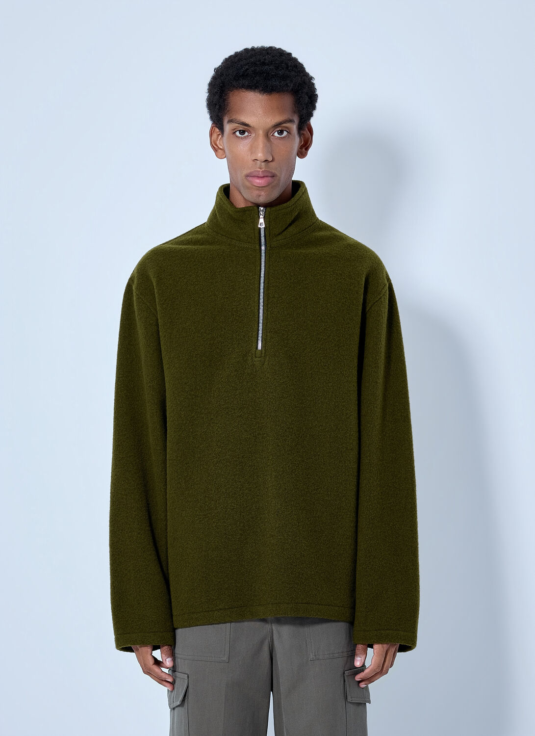 Rier Fleece Polo Sweatshirt In Green