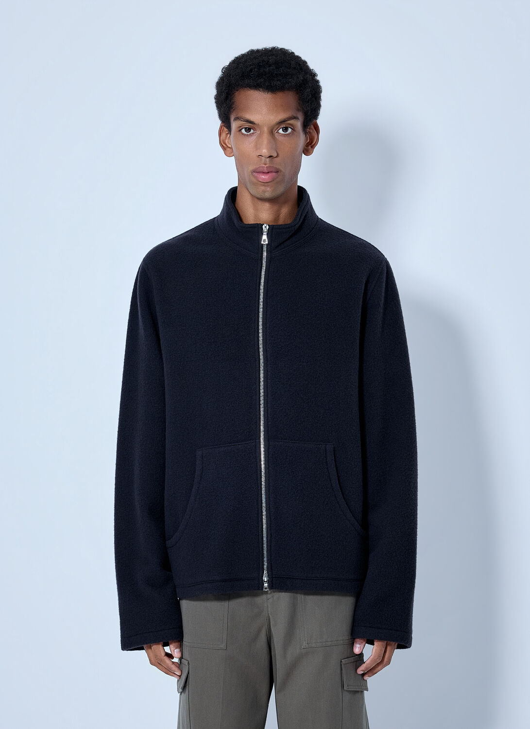 Rier Fleece Full Zip Sweatshirt In Black