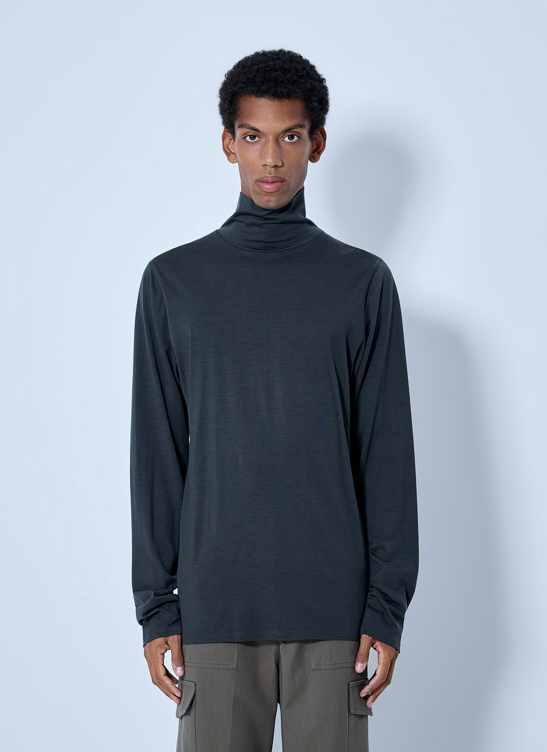 Rier Polar Jersey Turtleneck In Grey
