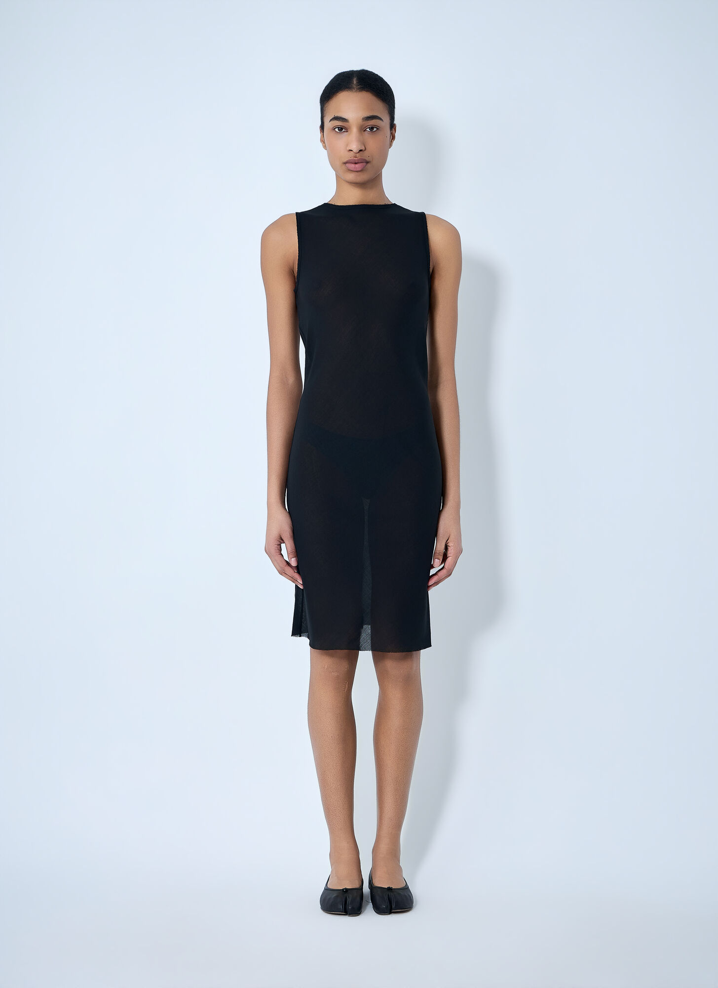 Rier Women's Black Sleeveless Mesh Midi Dress - Woman Dresses S