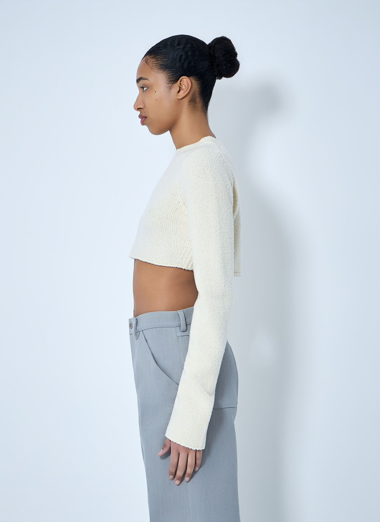 Rier Rier Cropped Knit Sweater - Frau Strick Beige S 