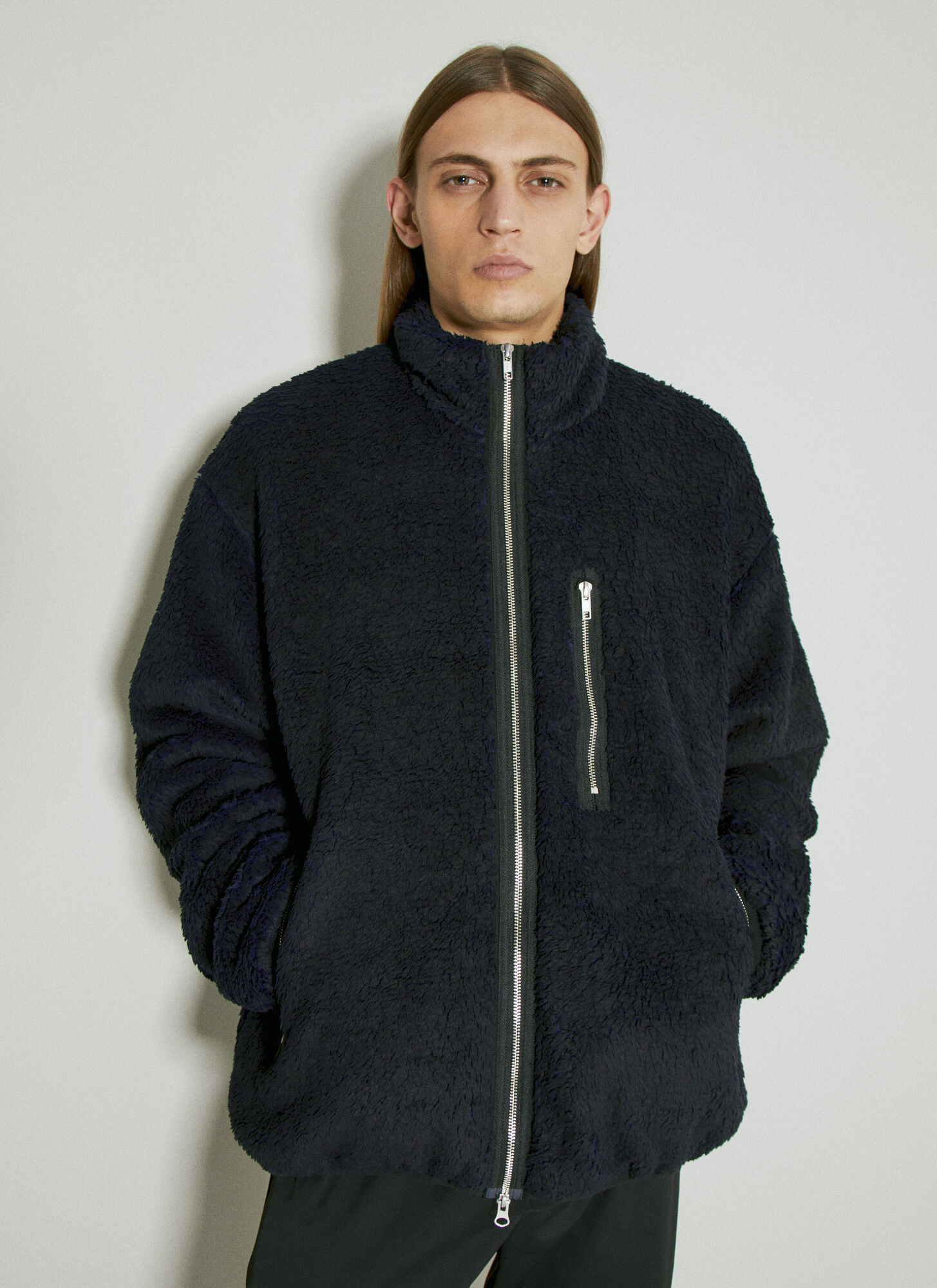 Song For The Mute Men's Black Painted Sherpa Jacket - Man Jackets Eu - 52